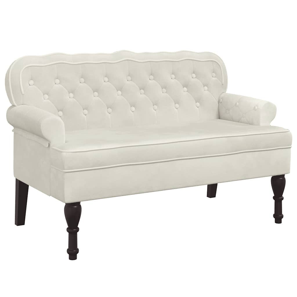vidaXL Sitzbank Sitzbank mit Rückenlehne Creme 119,5x64,5x75 cm Samt