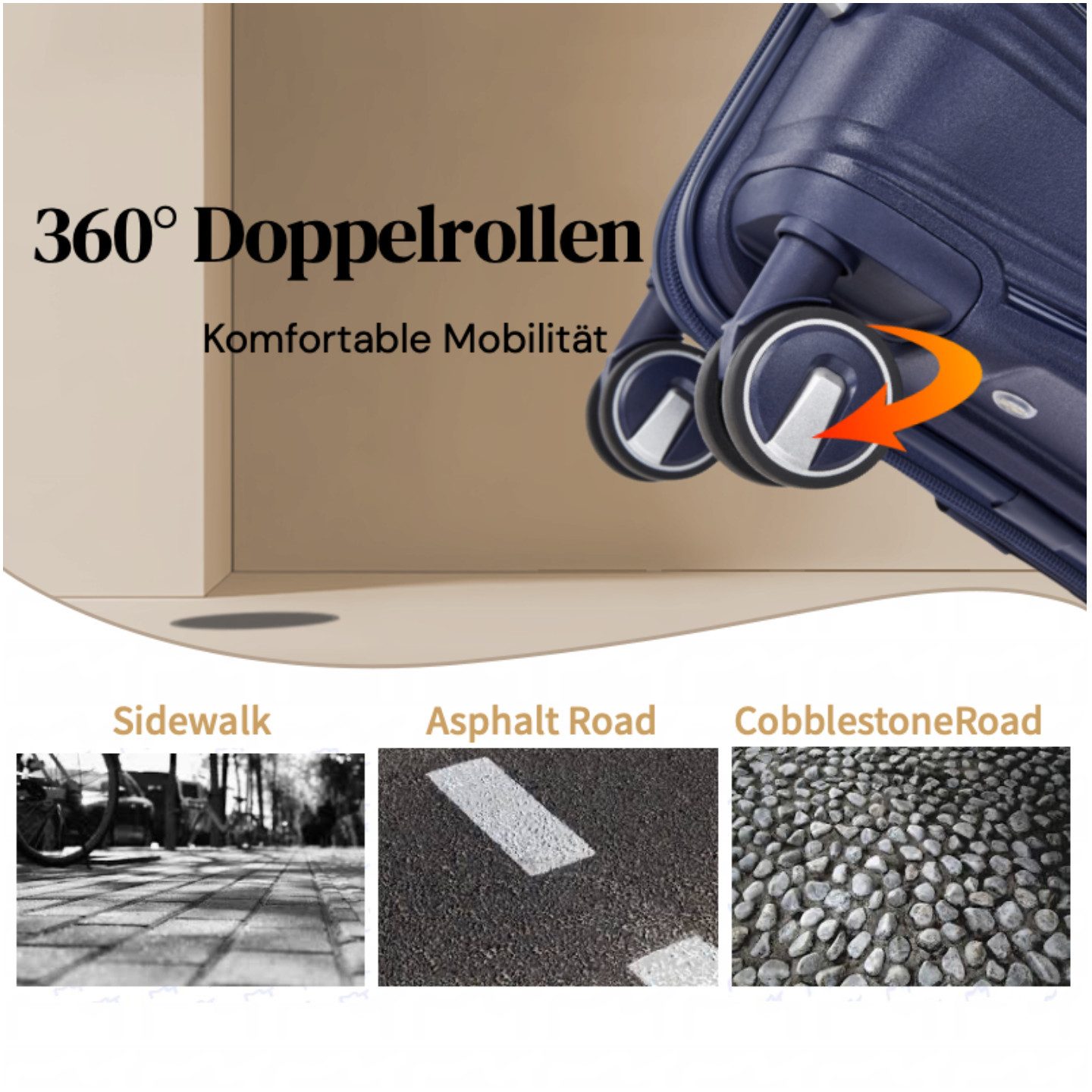 Super Solu Hartschalen-Trolley XL 74cm Polypropylen Koffer, Reisekoffer Erweiterbar Hartschale, 4 Rollen, 360° drehbar, Marineblau, leicht & robust, TSA, 28 Zoll