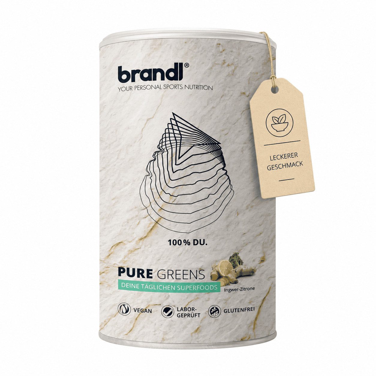 Brandl Nutrition Superfood Pure Greens Pulver mit Ashwagandha, Spirulina uvm. 300g Pulver, Leckeres Smoothie-Bowl-Pulver, Superfoods für die Nährstoffversorgung