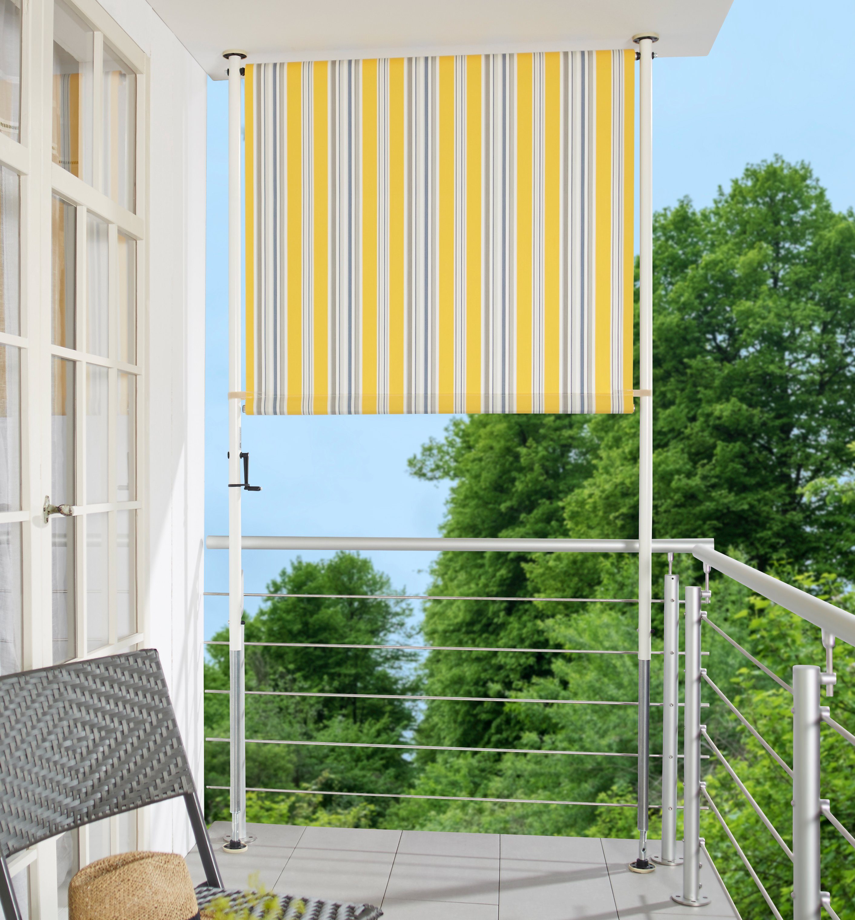 Angerer Freizeitmöbel Klemm-Senkrechtmarkise gelb/grau, BxH: 120x225 günstig online kaufen