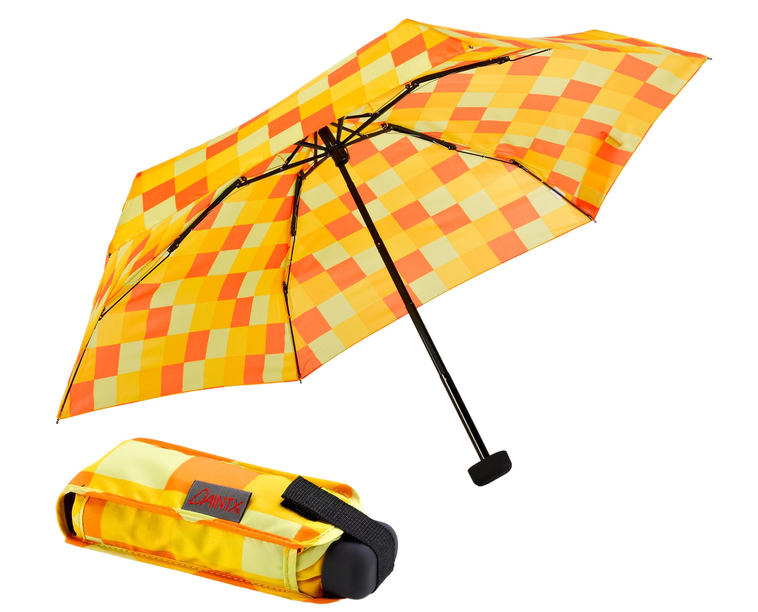 EuroSCHIRM® Taschenregenschirm Dainty, Karo gelb orange, kariert, besonders günstig online kaufen