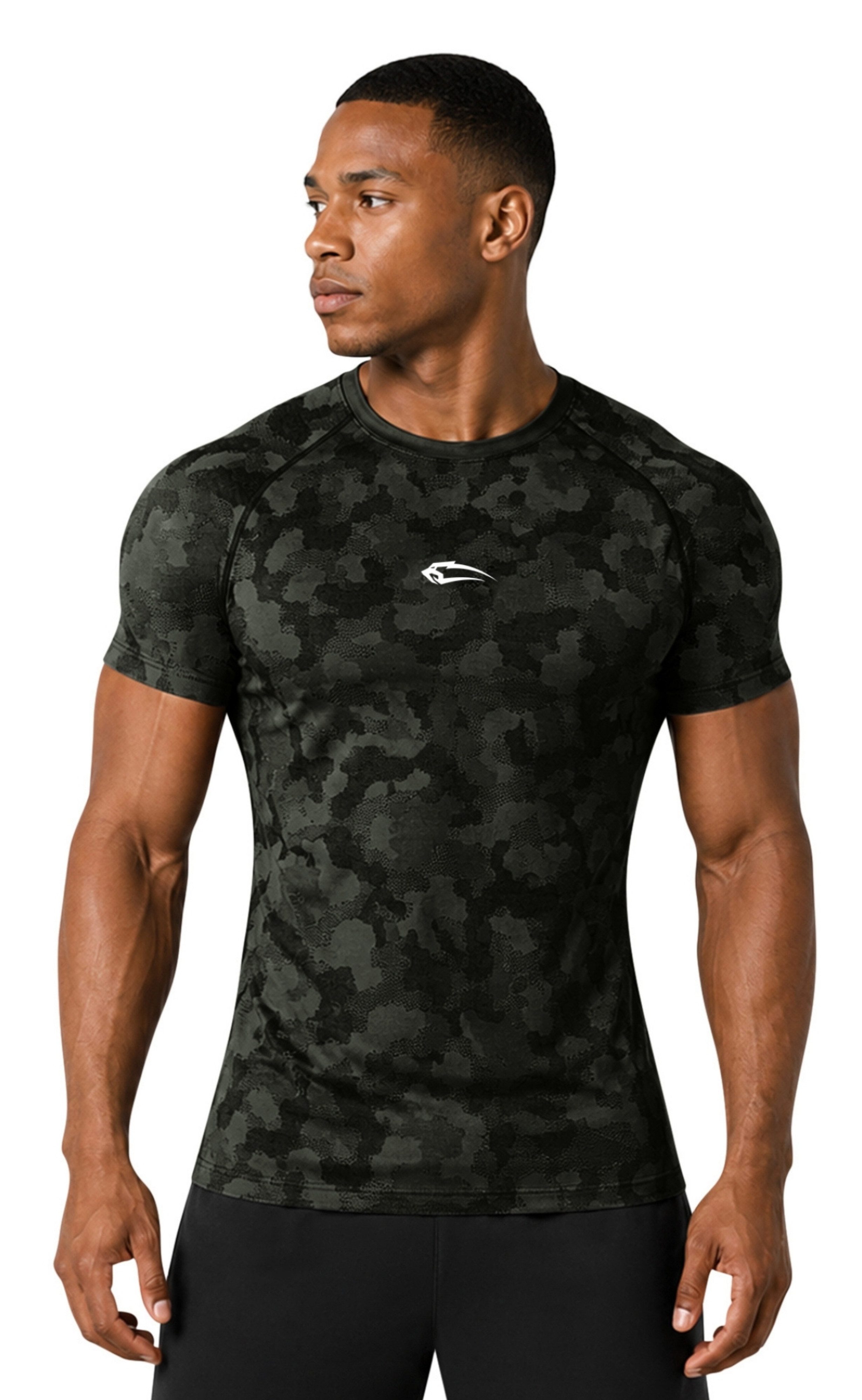 Smilodox T-Shirt Varek Herren, Compressionshirt, Shaped Fit, Camouflage, Gymwear Compression Fit, Seamless, atmungsaktiv, Body Mapping, …