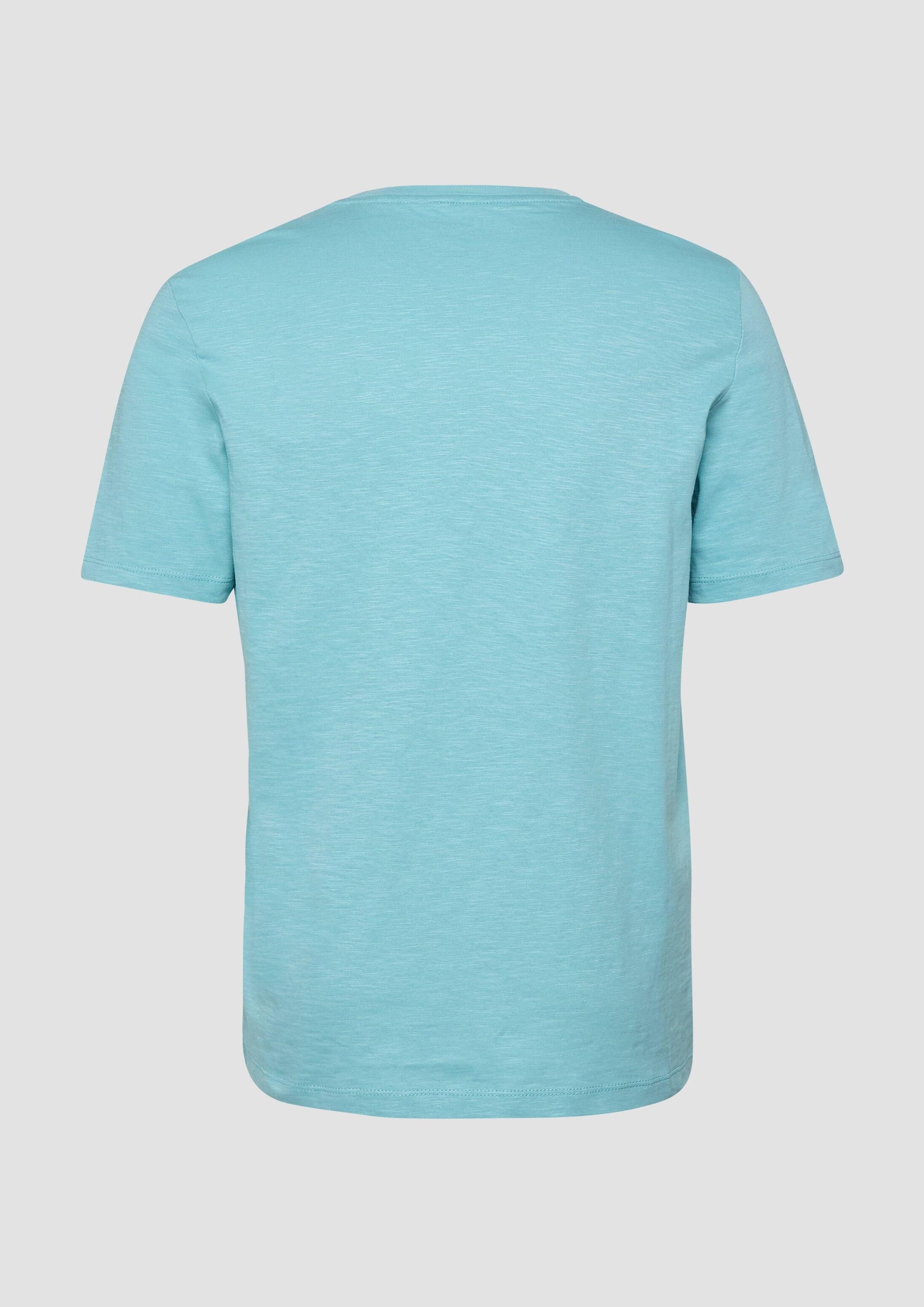 s.Oliver Kurzarmshirt T-Shirt T-Shirt in Flammgarnstruktur mit Logo-Detail