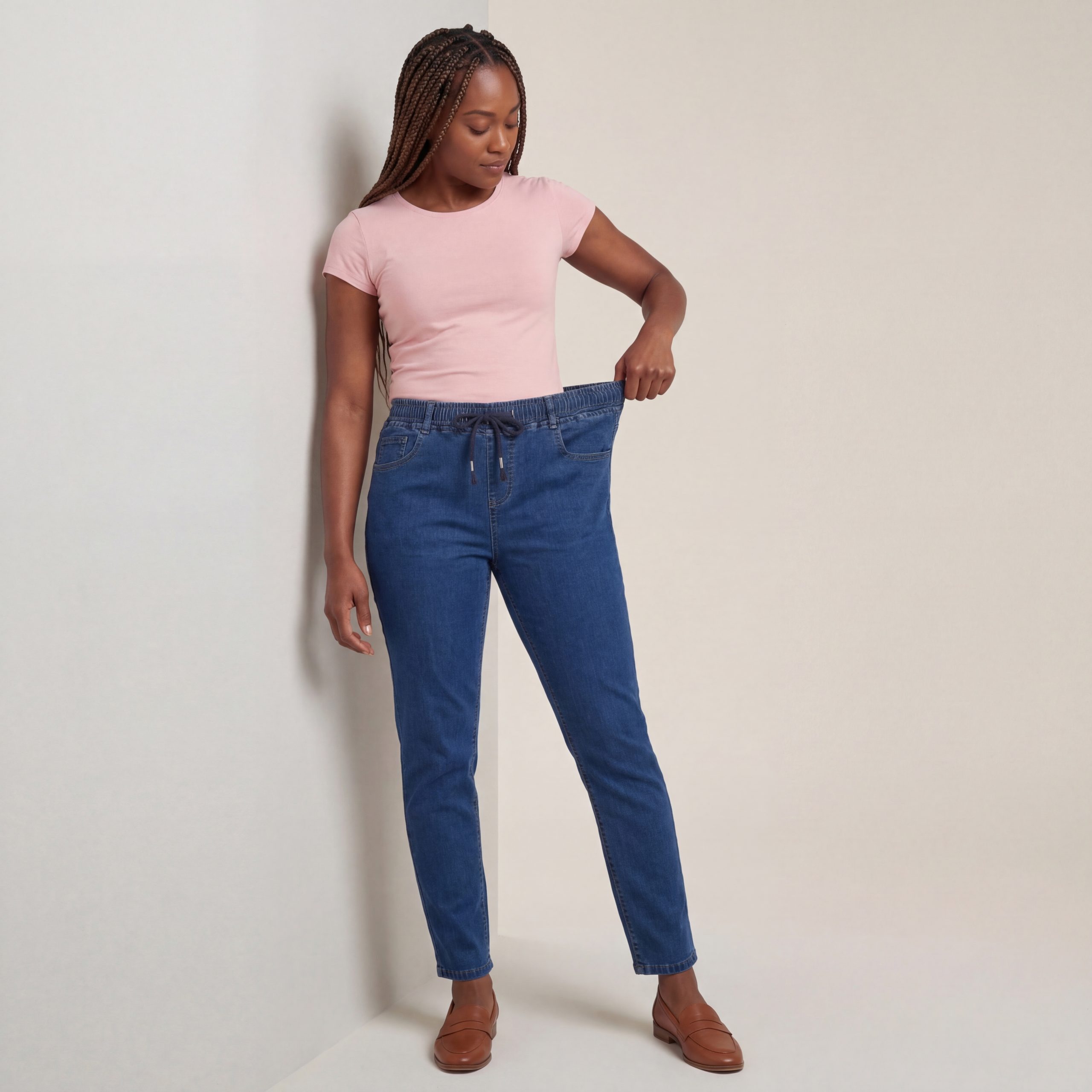 Cherry Berry Stretch-Hose Damen Freizeit Jeans Bequeme Schlupfjeans Karotten Schnitt erhältlich in 36 bis 46, Kurzgröße (maximale Körpergröße bis 1,68m) – Bild 4 von 5