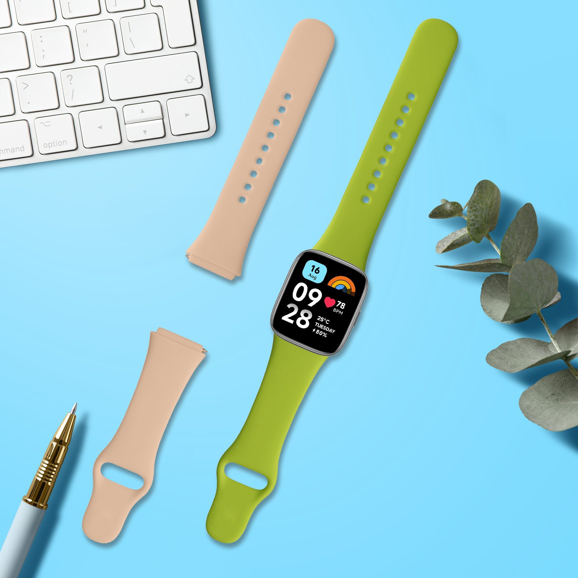 Set TPU Uhrenarmband Active, für 3 kwmobile Redmi Armband Watch 2x Xiaomi Silikon Fitnesstracker Sportarmband
