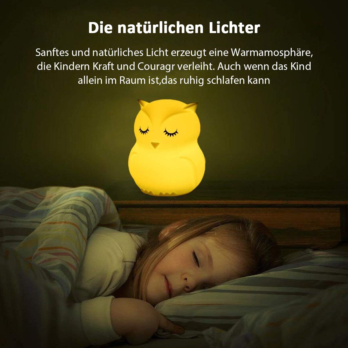 Farben Nachtlicht Kinder K&B Nachttischlampe LED Nachtlicht Schlaf Eule 9 Silikon