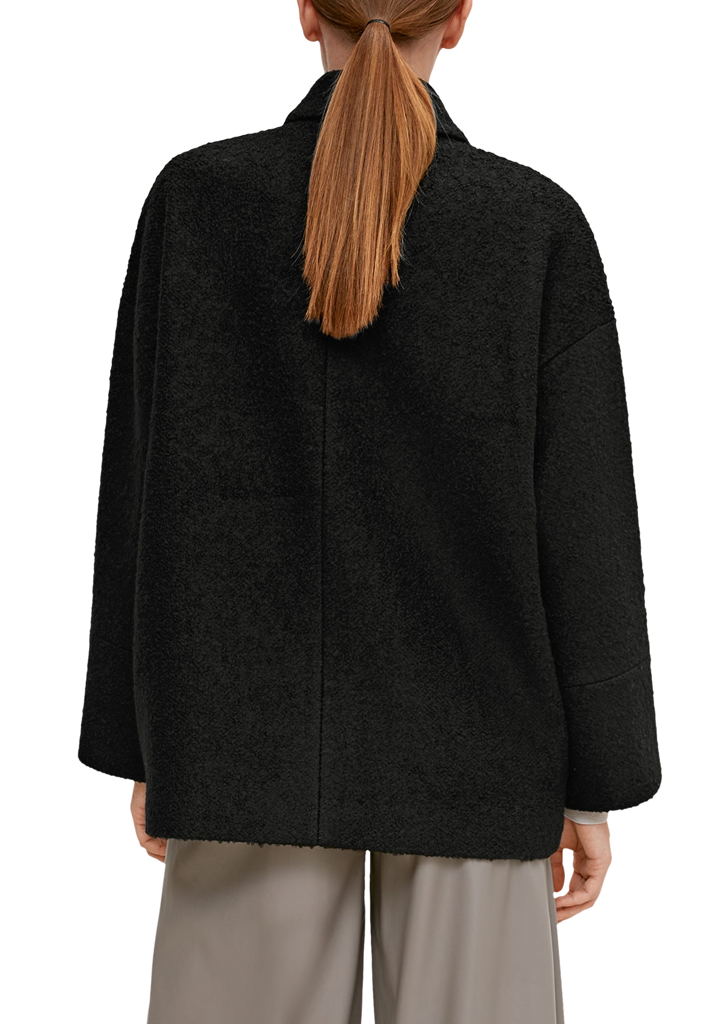 black Boucléware Wollmix-Mantel aus Kurzjacke Comma