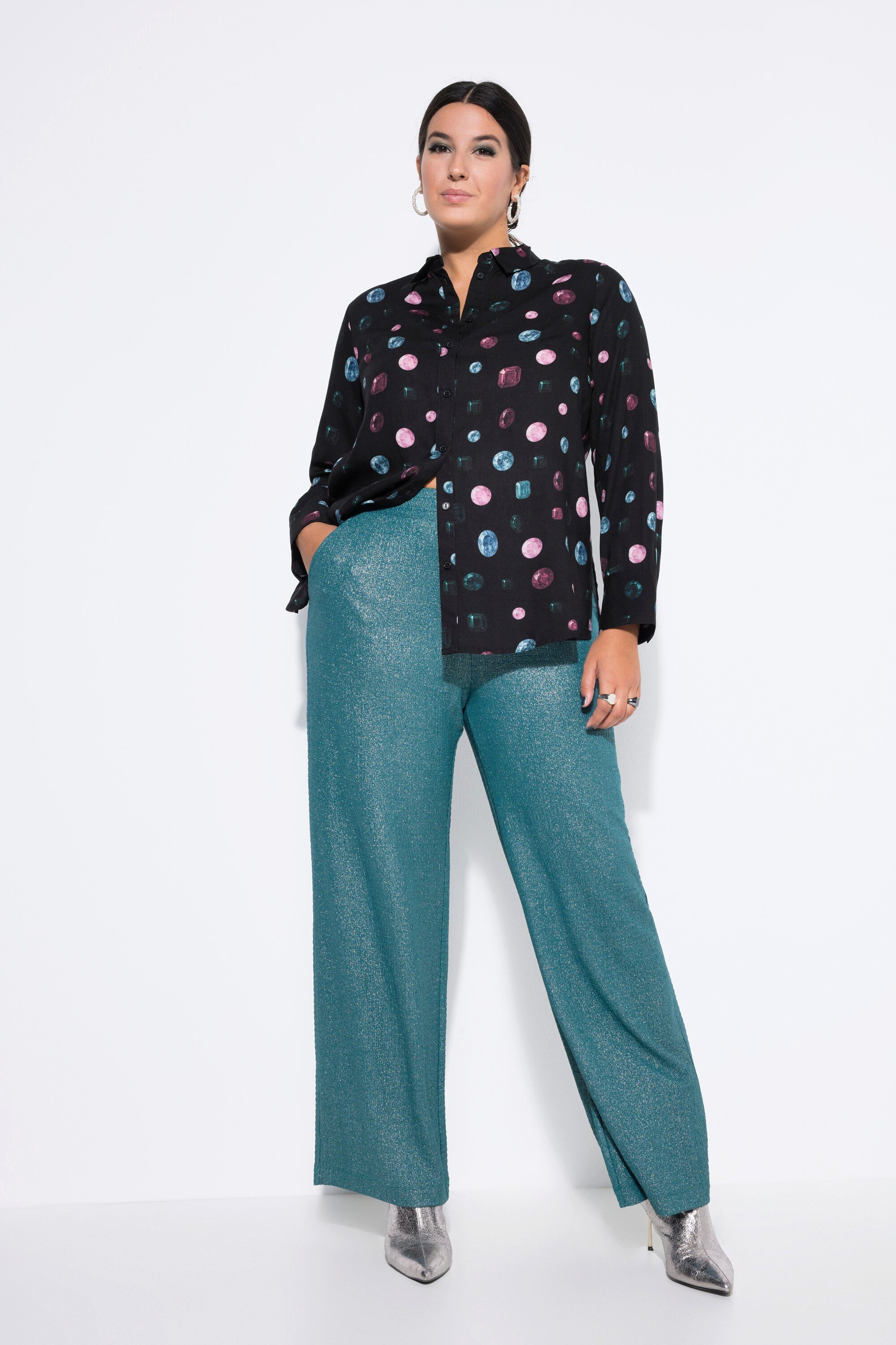 Studio Untold Schlupfhose Hose Wide Legs Struktur und Glitzer