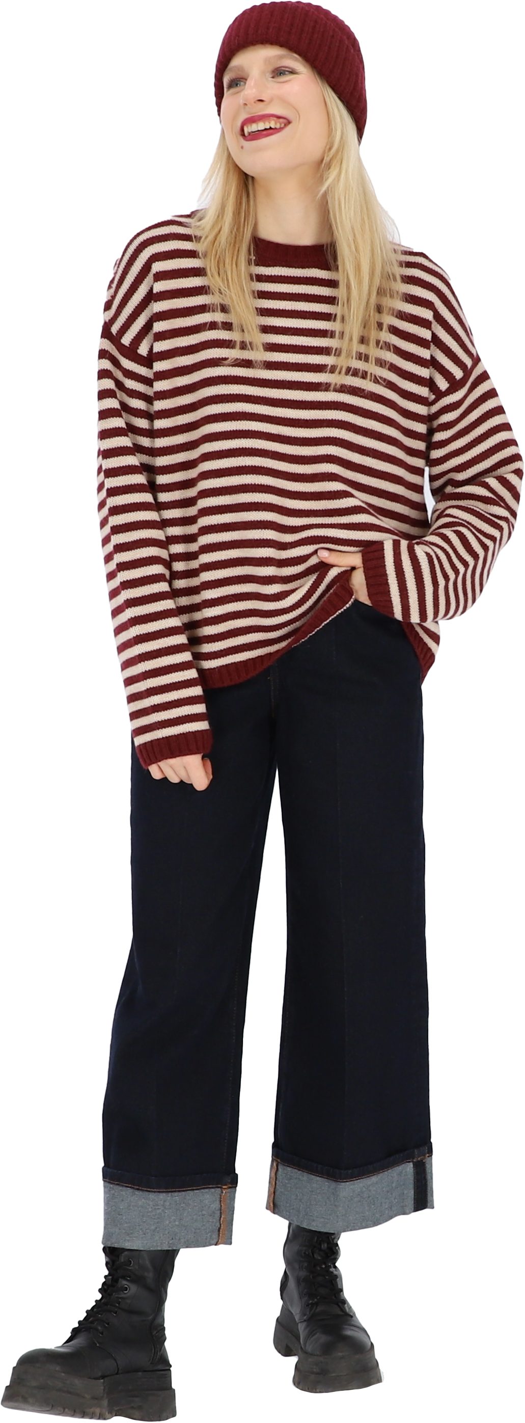 halsüberkopf Accessoires Strickpullover Streifen mit Rundhalsausschnitt hoc günstig online kaufen