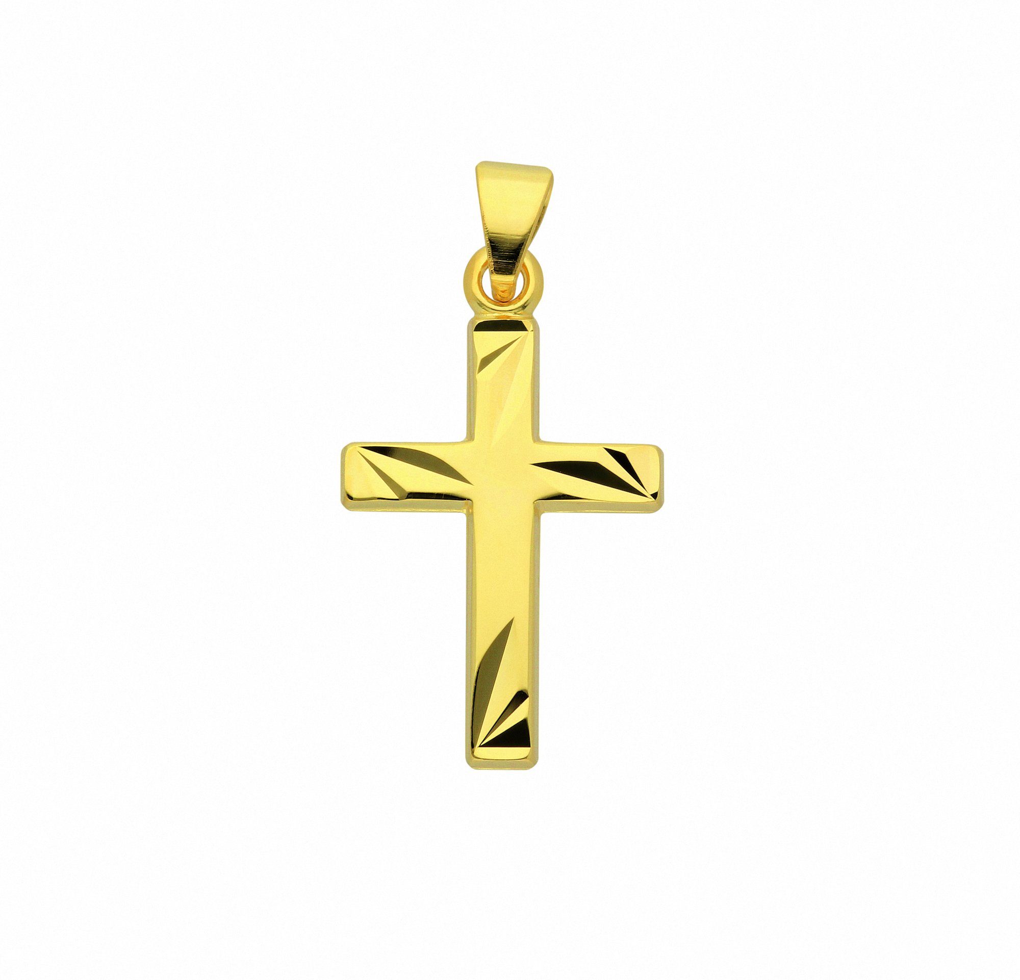 Adelia´s Kette mit Anhänger 585 Gold Kreuz Anhänger, Schmuckset - Set mit Halskette | Ketten mit Anhänger