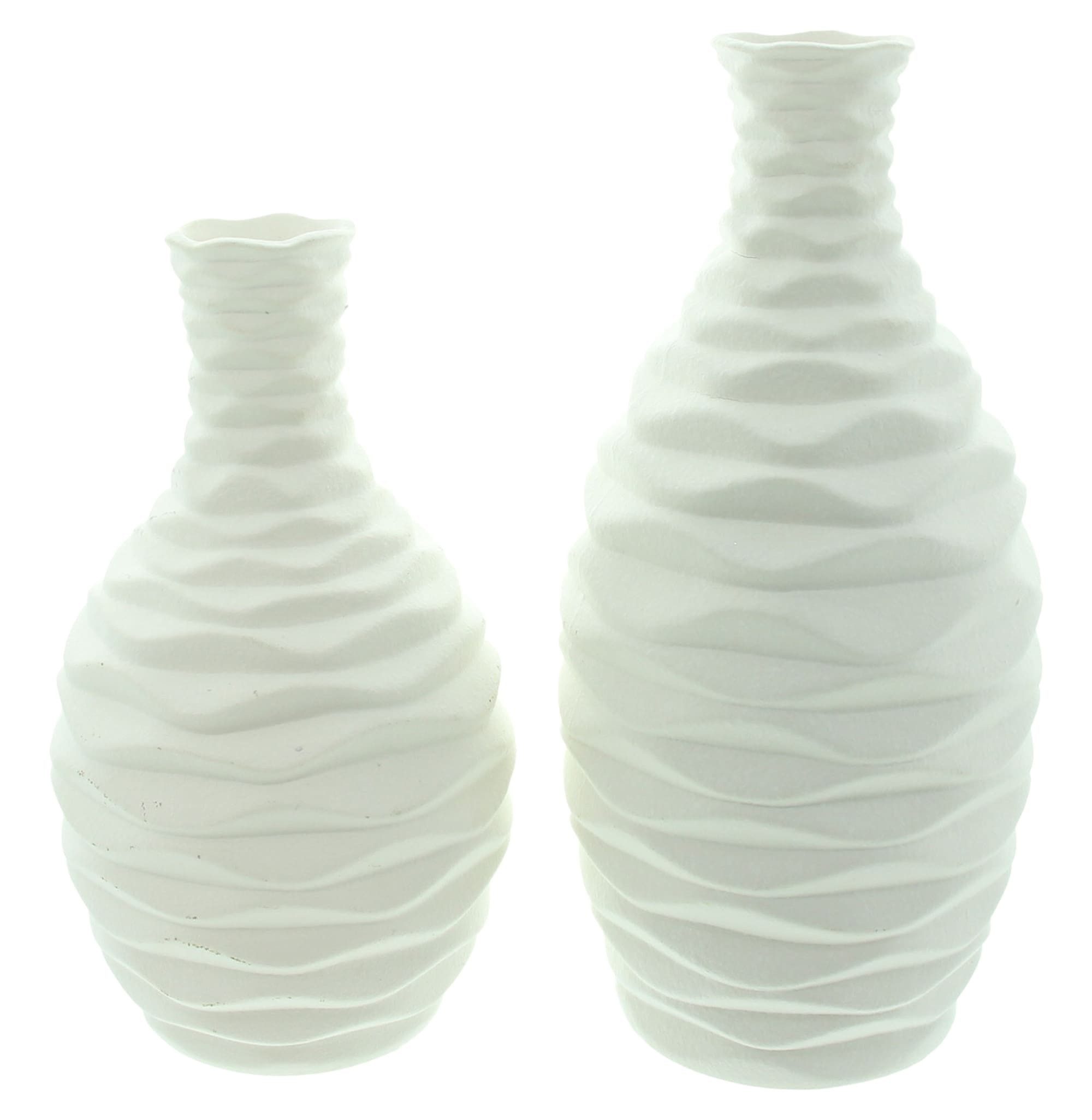 Dekoleidenschaft Dekovase "White" aus Porzellan, creme-weiß, Blumenvase, Vasen-Set, Tischvase (2 St., im Set), 24 + 28 cm hoch