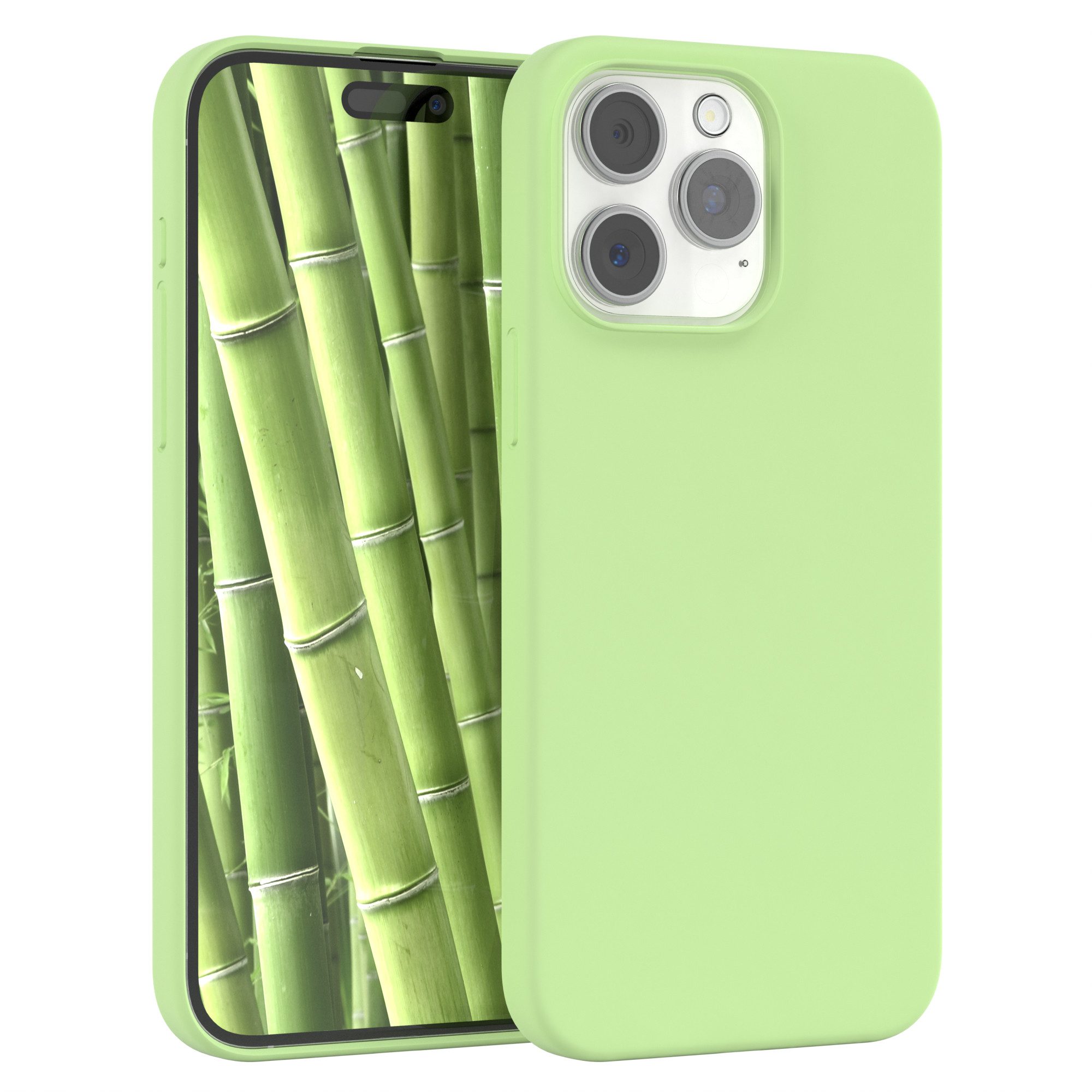 EAZY CASE Handyhülle Premium Silikon Case für Apple iPhone 15 Pro Max 6,7 Zoll, Bumper Case kratzfest Hülle mit Kameraschutz Handycover Softcase Grün