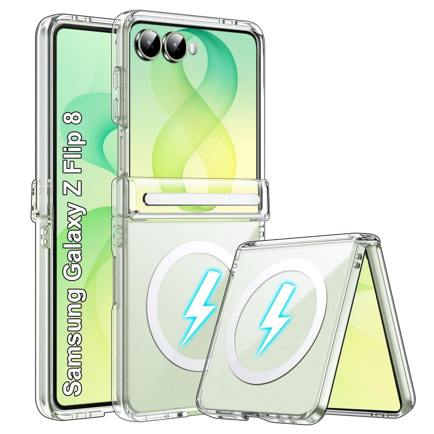 LuxusKollektion Handyhülle Schutzhülle für Samsung Z Flip 8 transparent magnetisch
