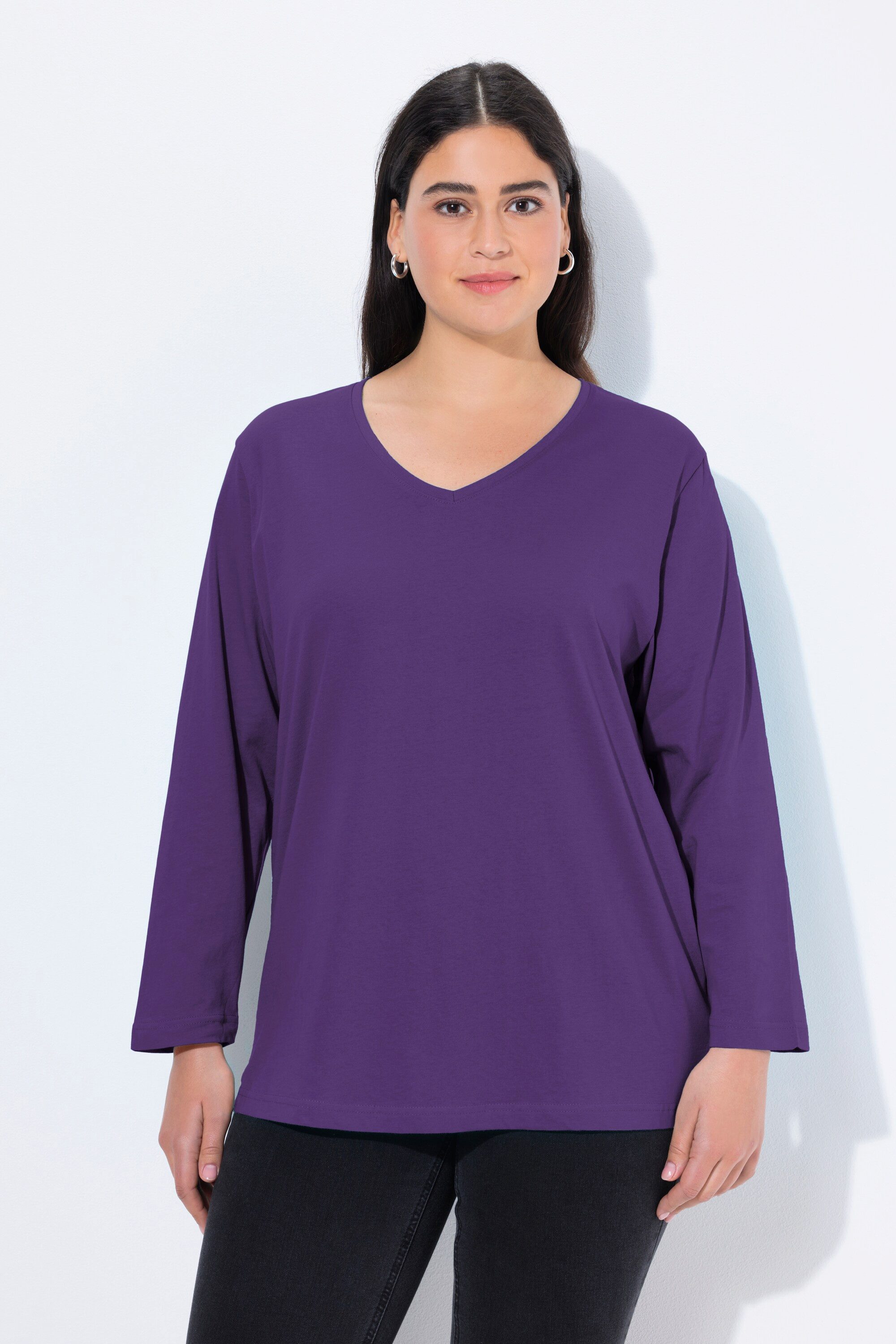 T-Shirt Shirt V-Ausschnitt Relaxed Langarm