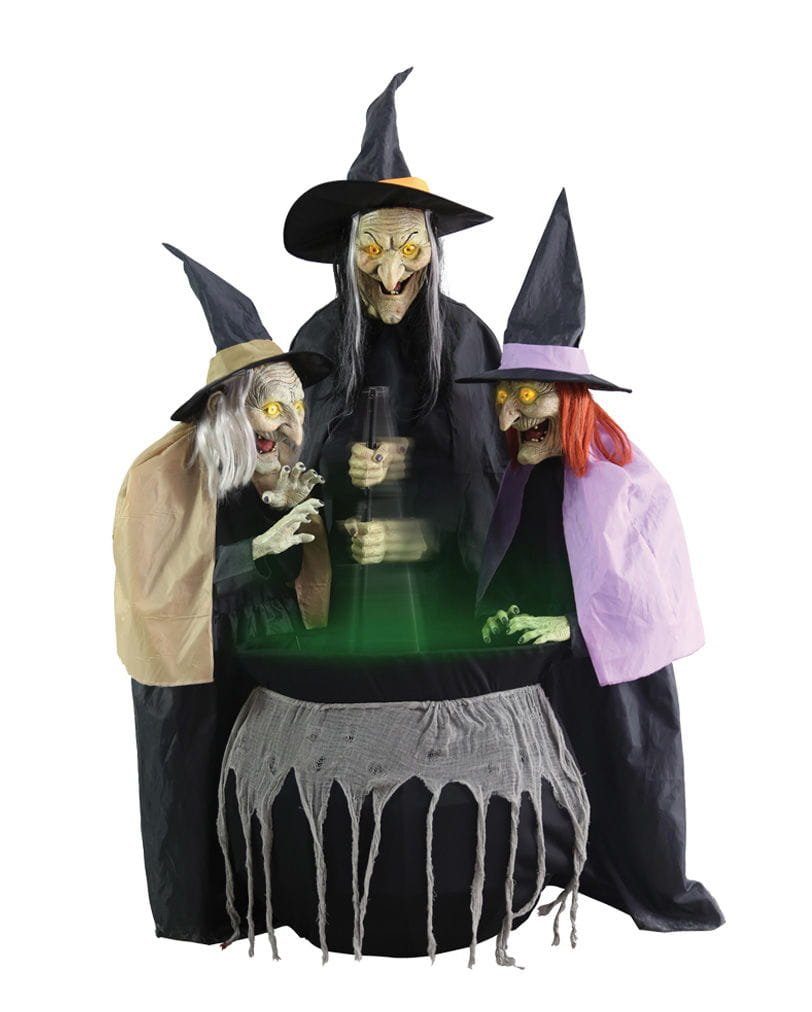 Horror-Shop Dekofigur Kochende mit Hexenschwestern Figur Halloween Beweg