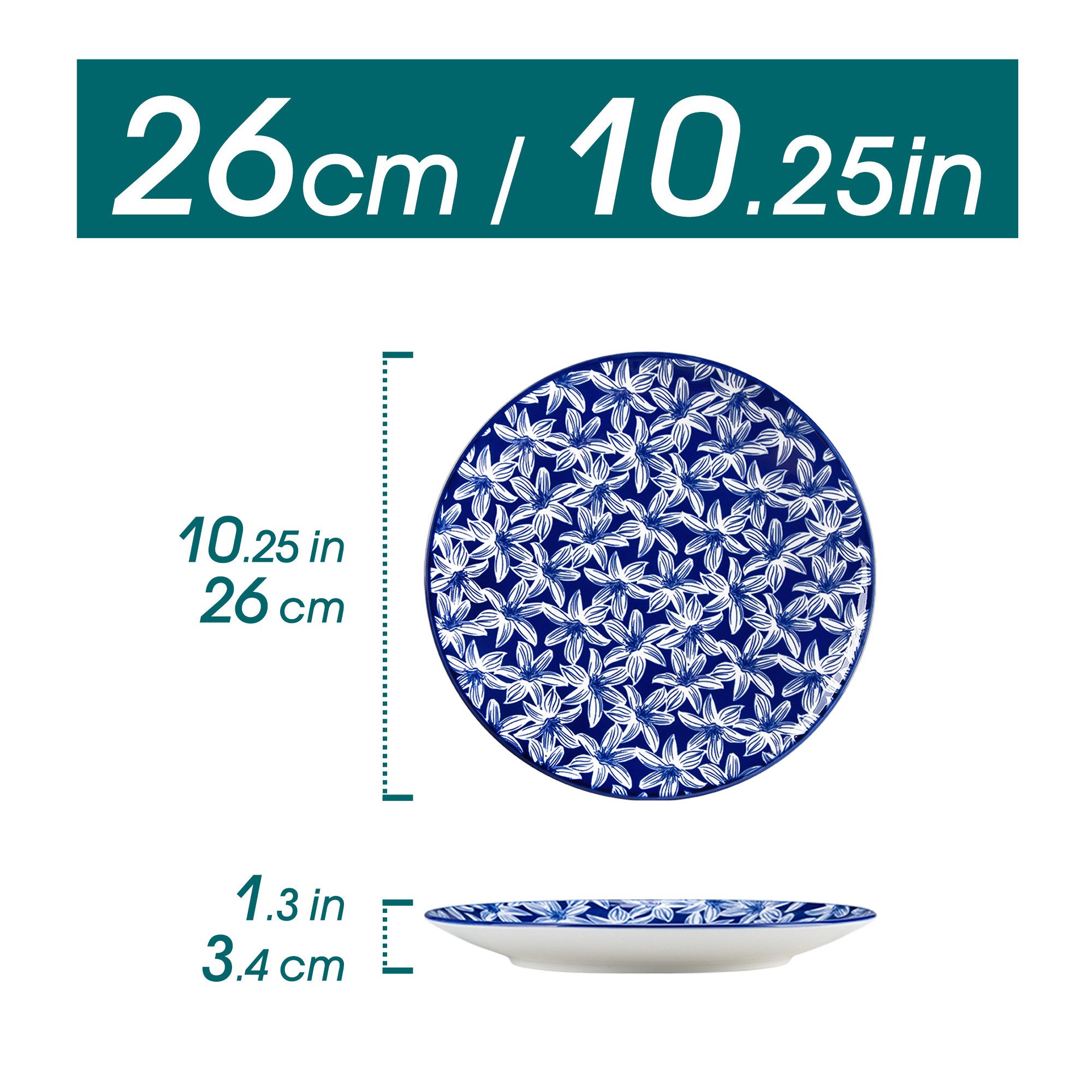 vancasso Speiseteller 4/6-tlg Speiseteller für 4/6, Porzellan Tafelservice, Bunt/Blau, (4 St)