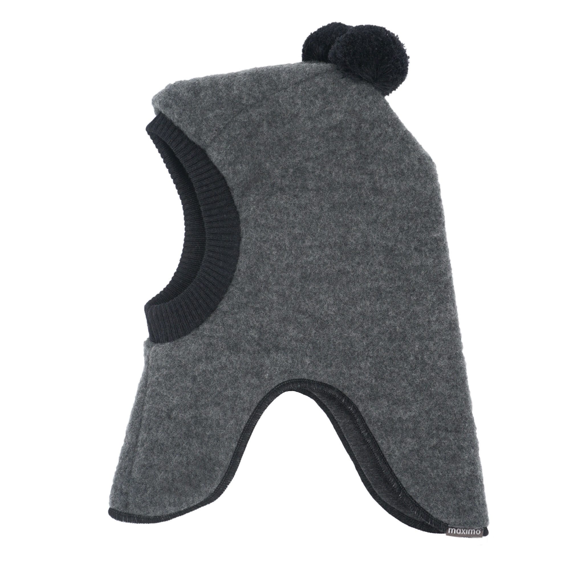 MAXIMO Schlupfmütze GOTS MINI-Schlupfmütze Wollfleece, Pompons, Jerseyfutter (1-St) Wollfleece