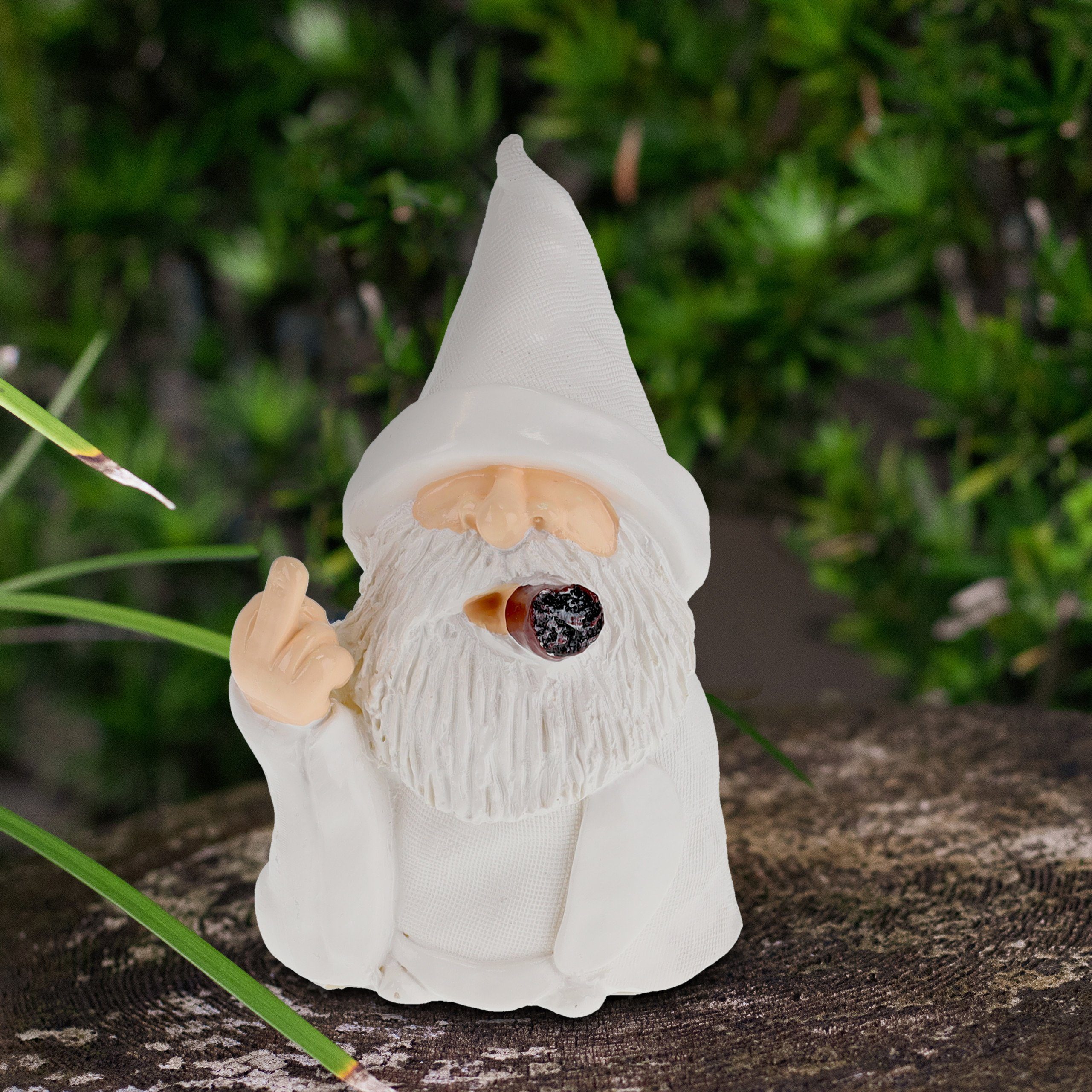 relaxdays Gartenzwerg Weißer Gartenzwerg mit Mittelfinger günstig online kaufen