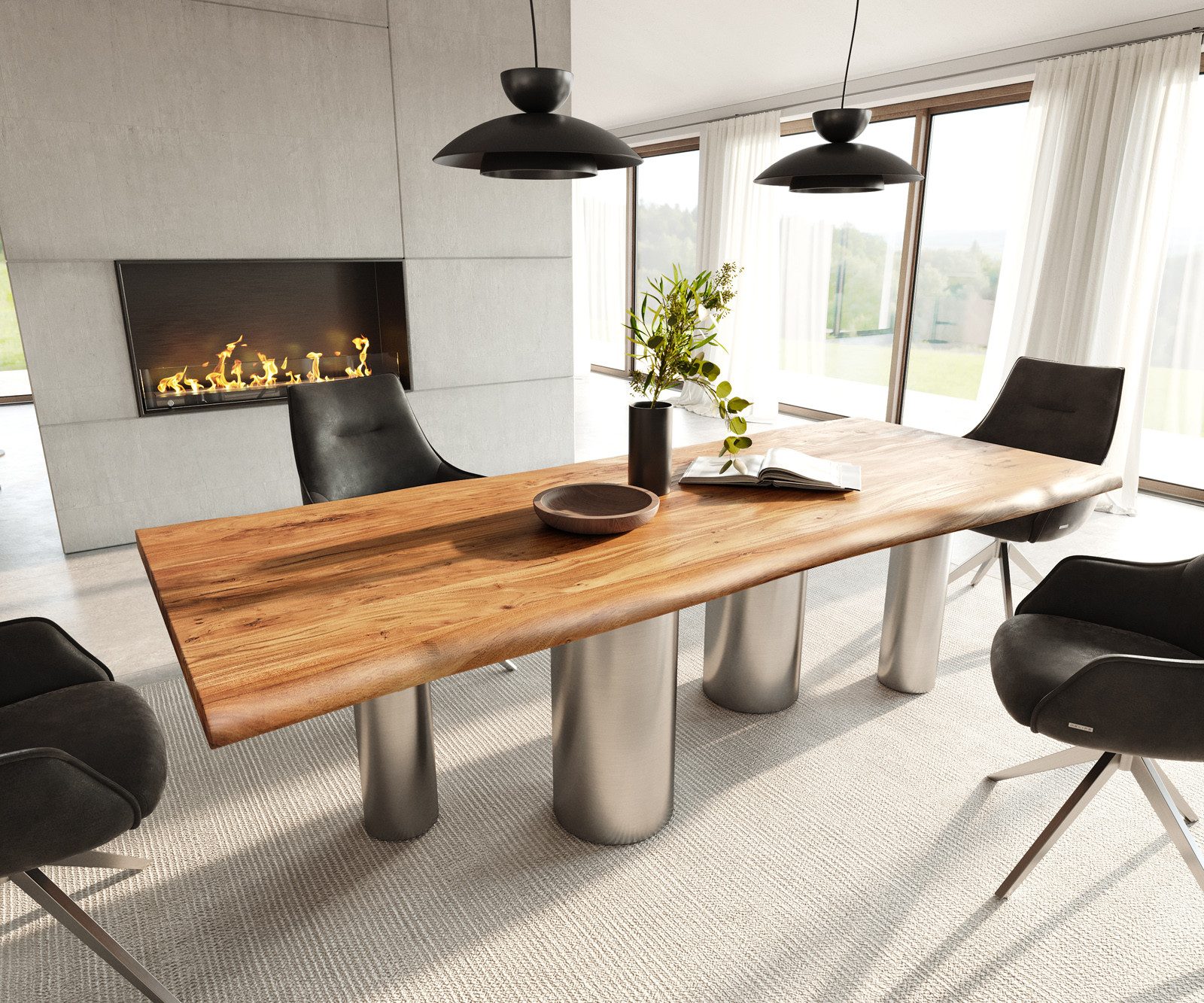 DELIFE Esstisch Edge, Akazie Natur 240x100 günstig online kaufen