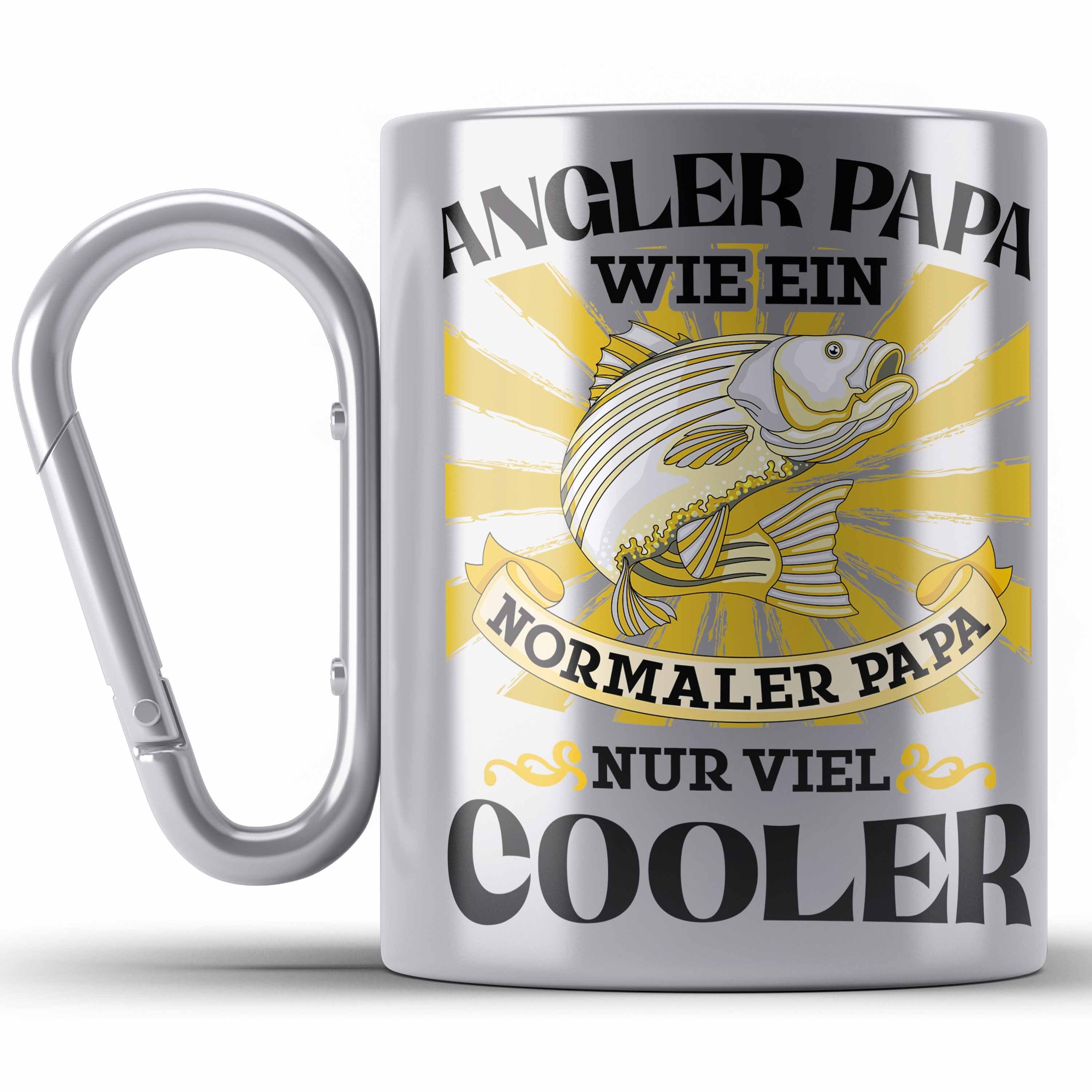 Trendation Thermotasse Angler Papa Geschenk Vatertag Geschenkidee von Sohn für Angler-Vater