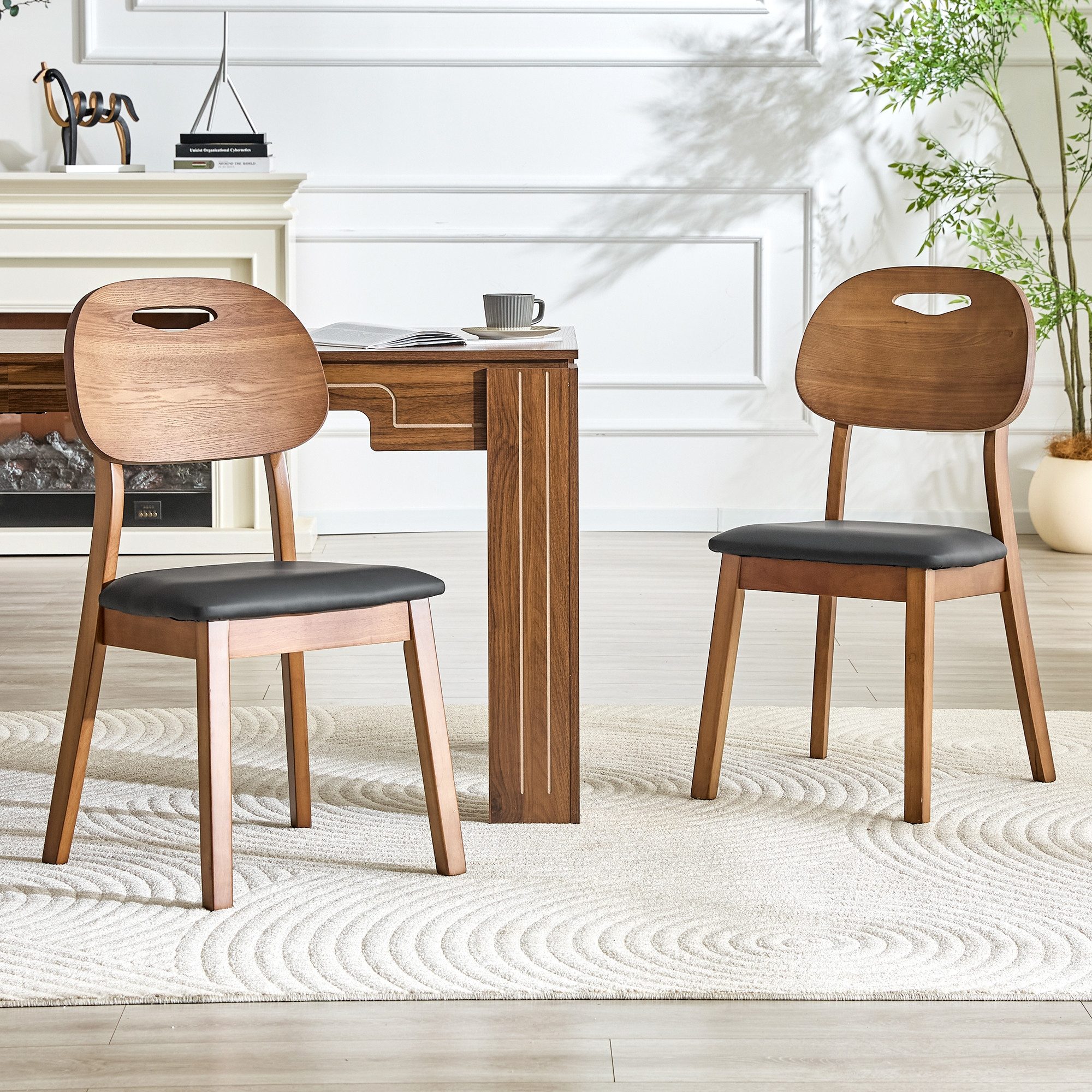 JUFU Esszimmerstuhl Moderner Holz mit Polster, 2er Set, ergonomisch (2 St)