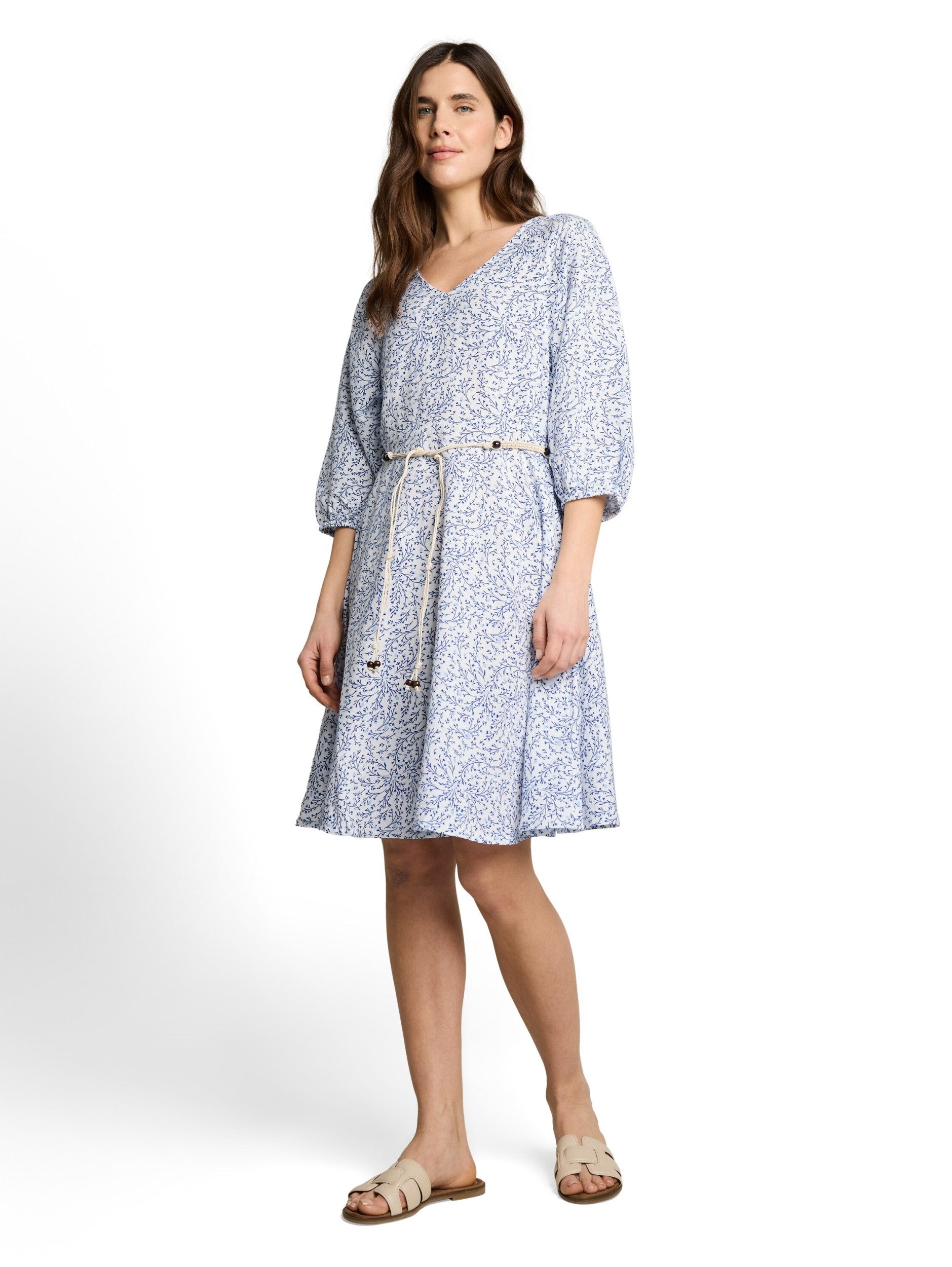 TOM TAILOR Jerseykleid dress linen with puff sleeves