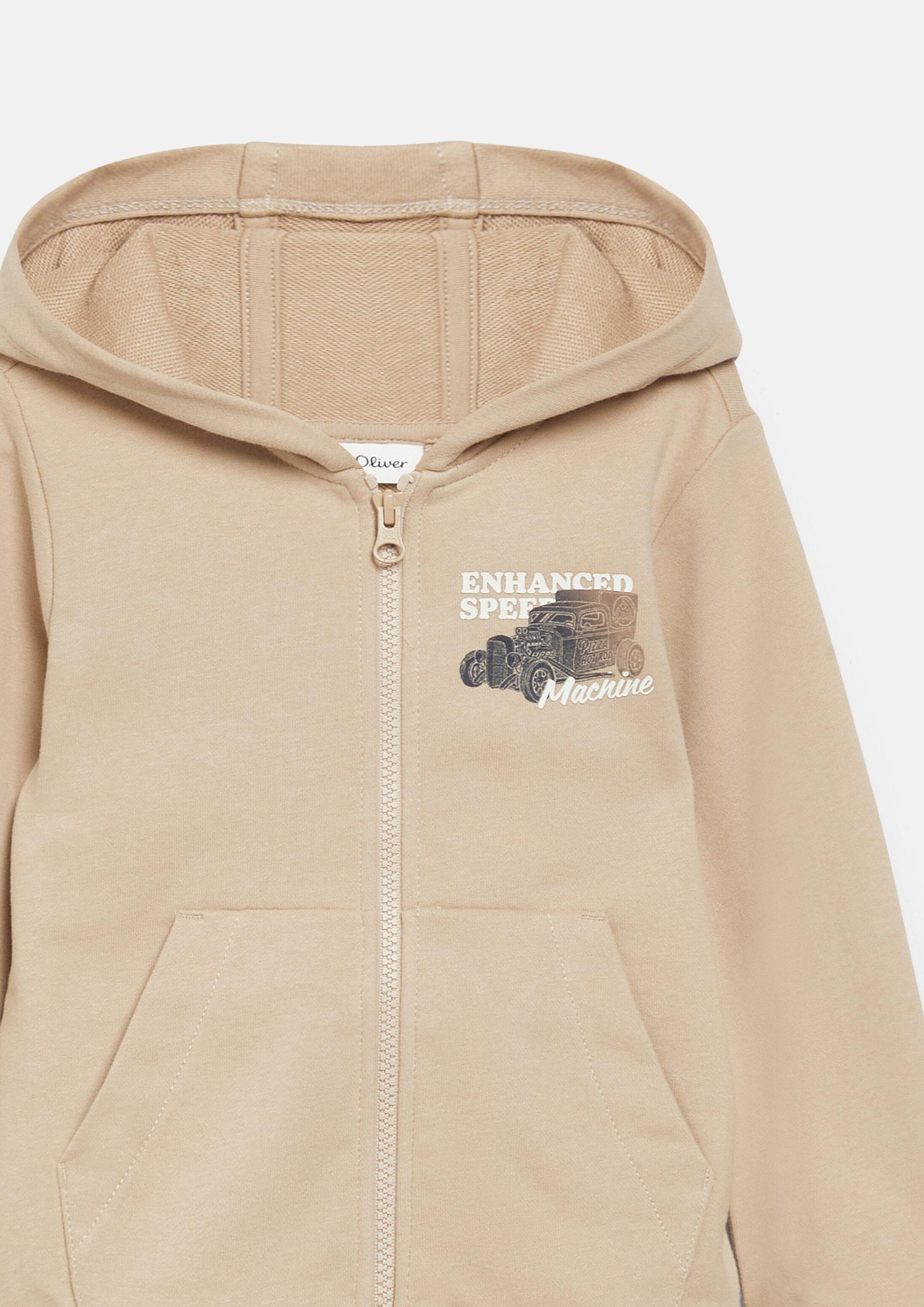 s.Oliver Sweatjacke Sweatshirt Jacke Sweatjacke mit Kapuze und Print-Detail – Bild 4 von 4