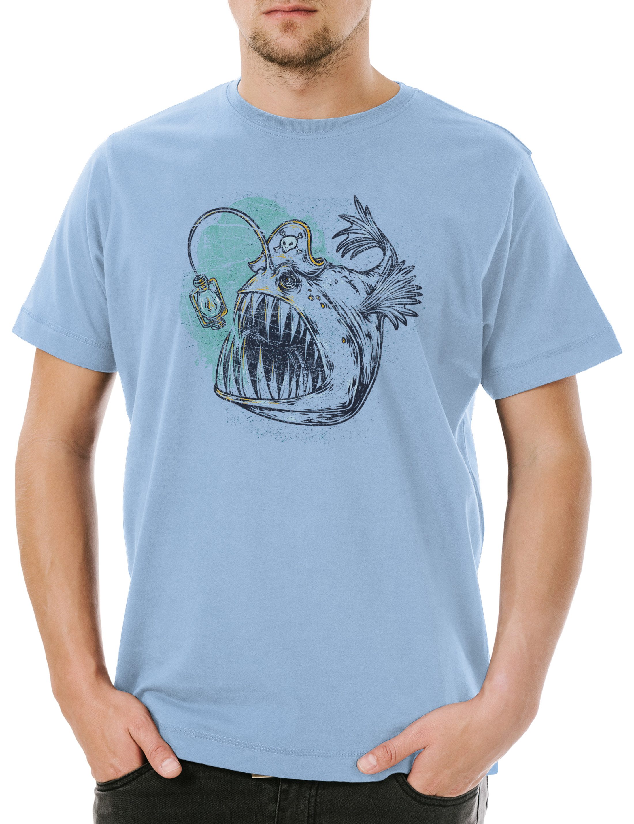 Print-Shirt Pirate Deep Sea Fish Herren T-Shirt Kapitän Pirat Taucher Sailor
