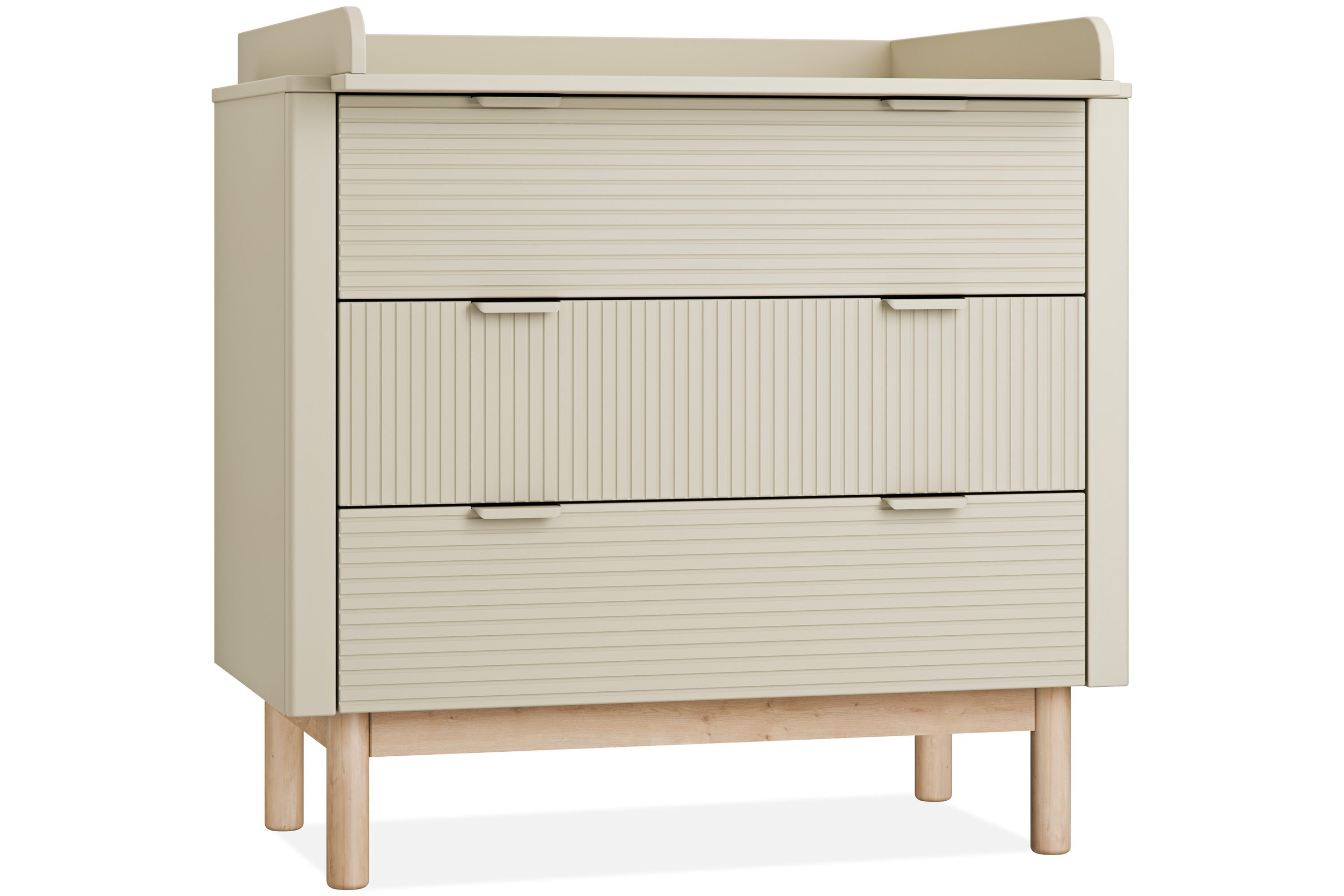 KONSIMO® Wickelkommode LOTTI Kommode mit Wickeltisch, hergestellt in der EU, geriffelte Front, mit Wickelaufsatz