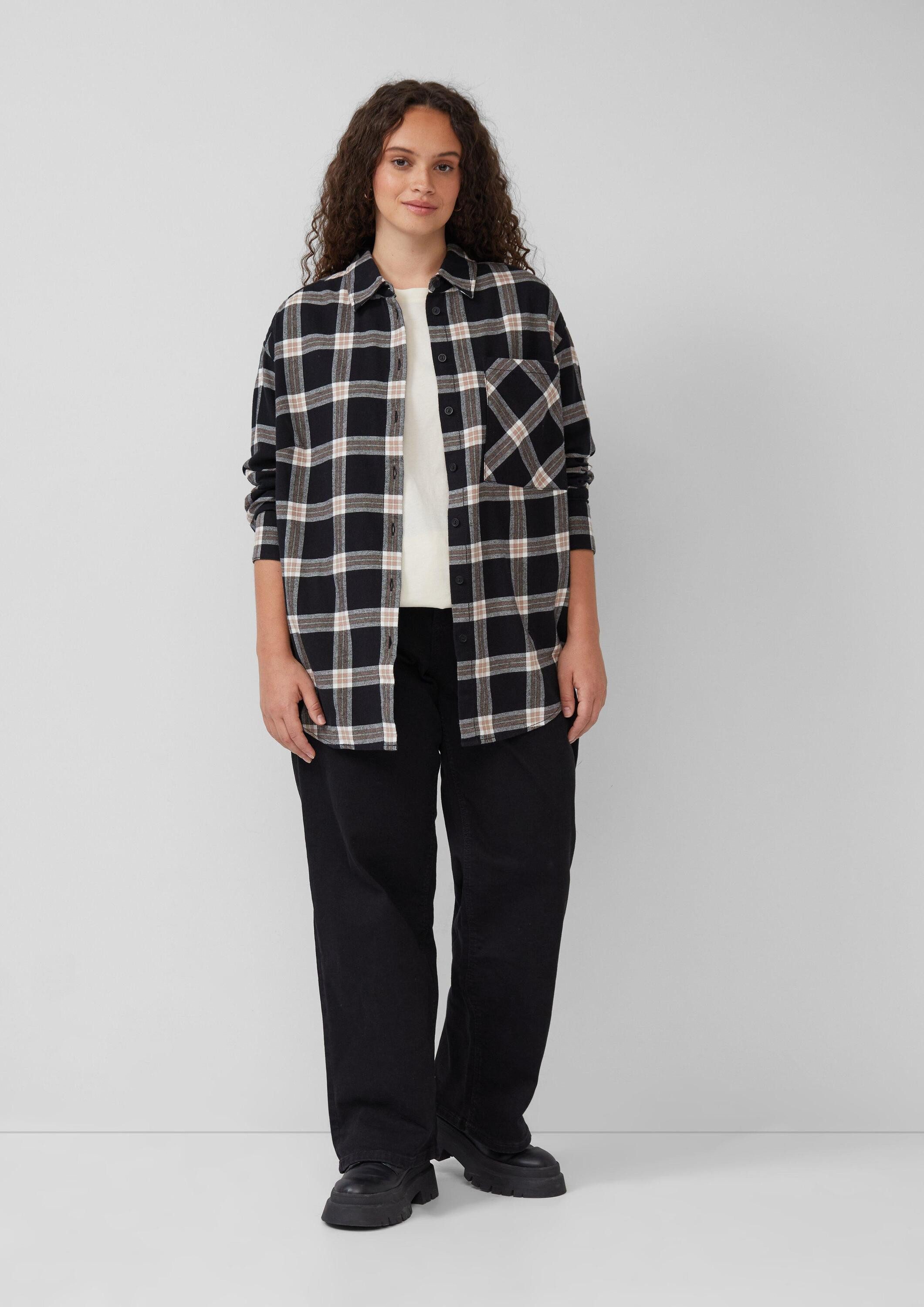 QS Langarmbluse Bluse Bluse aus Baumwollflanell