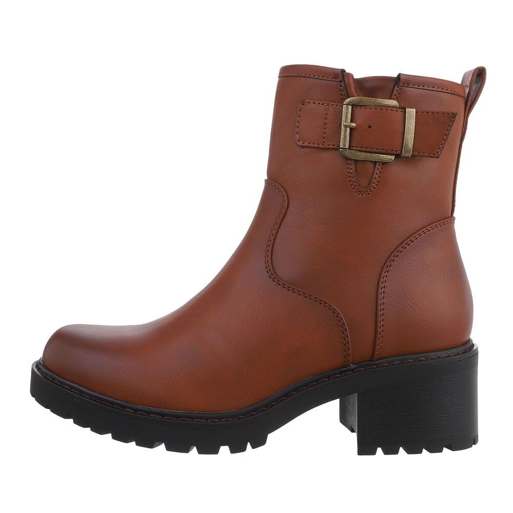 Klassische Freizeit Camel Ital-Design Blockabsatz in Damen Stiefelette Stiefeletten