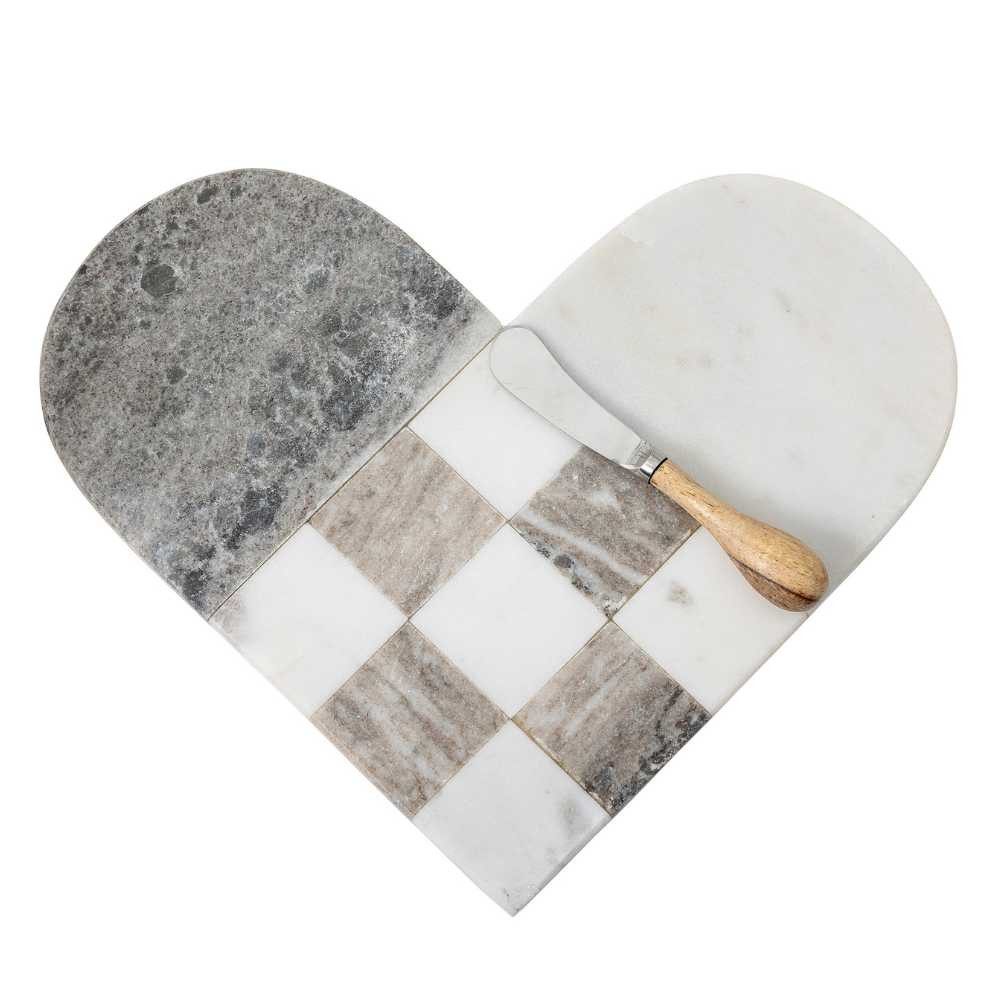 Bloomingville Schneidebrett Bloomingville Schneidebrett MARCELLINE HERZ aus Marmor 31x25 cm, Marmor