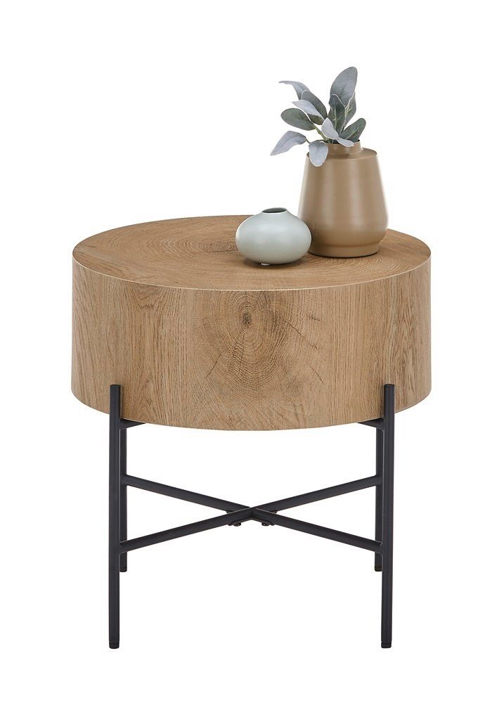 MCA furniture Couchtisch Couchtisch Manacor, rund, eichefarben / schwarz, 45x45x45 (no-Set), Breite 45 cm,Tischplatte aus Holzwerkstoff