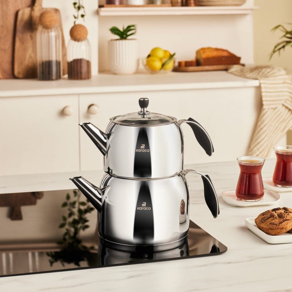 Karaca Teekanne Karaca Stelly Edelstahl Teekannen-Set XL – Inox