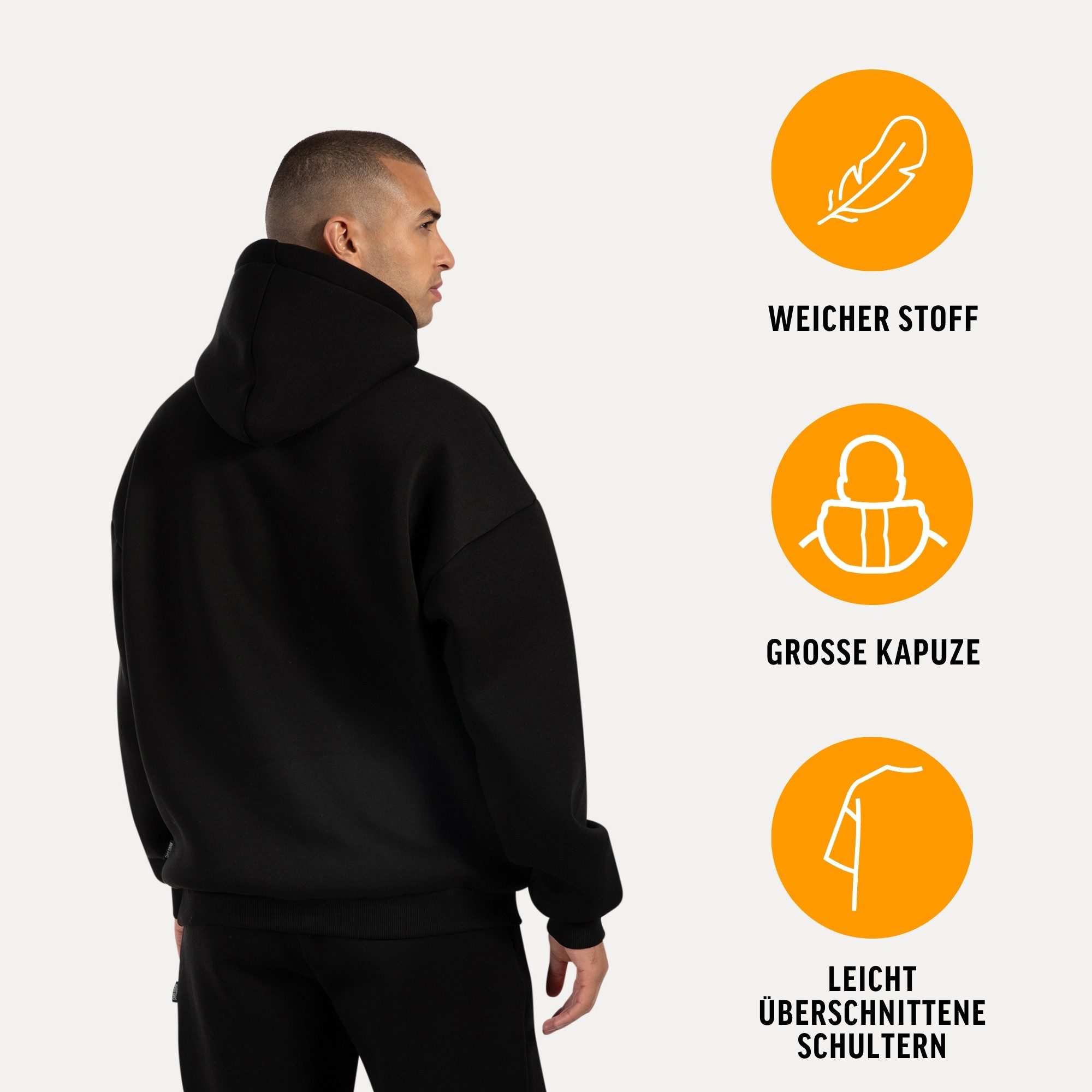 Smilodox Hoodie Dawson, Hochwertiger Kapuzenpullover im Oversize Fit, Sweatshirt Sweater Lässig Kängerutasche Metallabel hoher Baumwollanteil