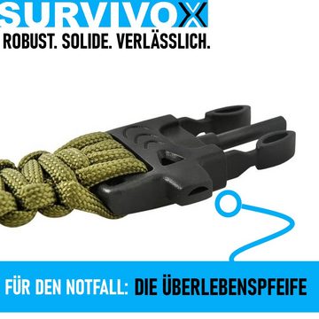 MAVURA Armband SURVIVOX Überlebensarmband Survivalarmband Survival Paracord Armband (Militär Outdoor Notfall Fallschirm Überleben), mit Feuerstein Kompass Notfallpfeife Seil Messer 5in1