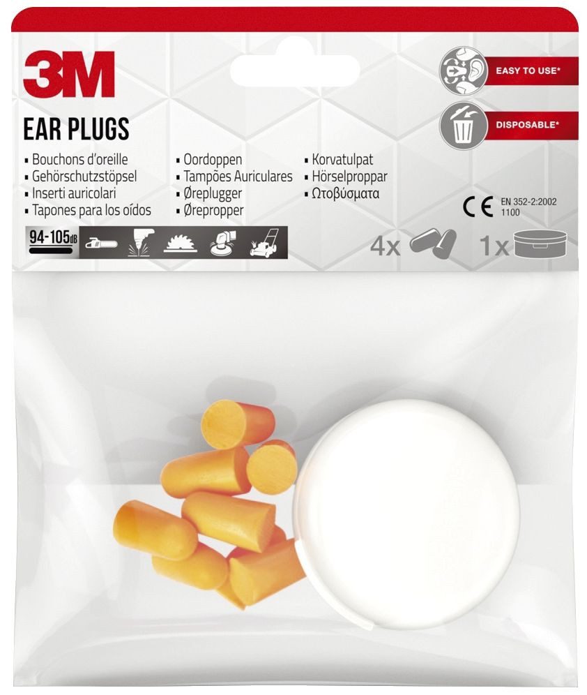 3M Gehörschutzstöpsel 3M 1100C4 Gehörschutzstöpsel - 37 dB, 4 Paar in Box