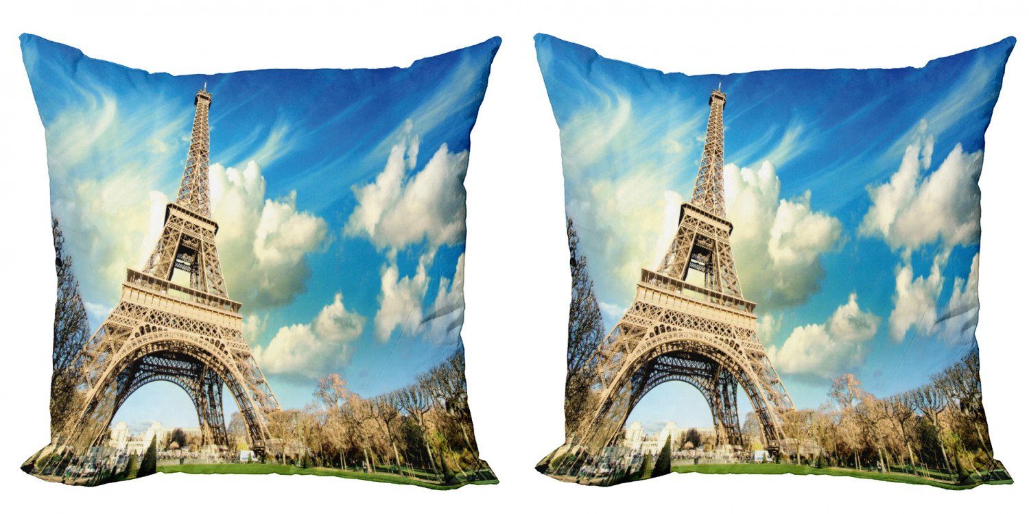 Accent Modern Paris Doppelseitiger Digitaldruck, Stück), Herbst-Bäume Abakuhaus (2 Kissenbezüge Eiffelturm