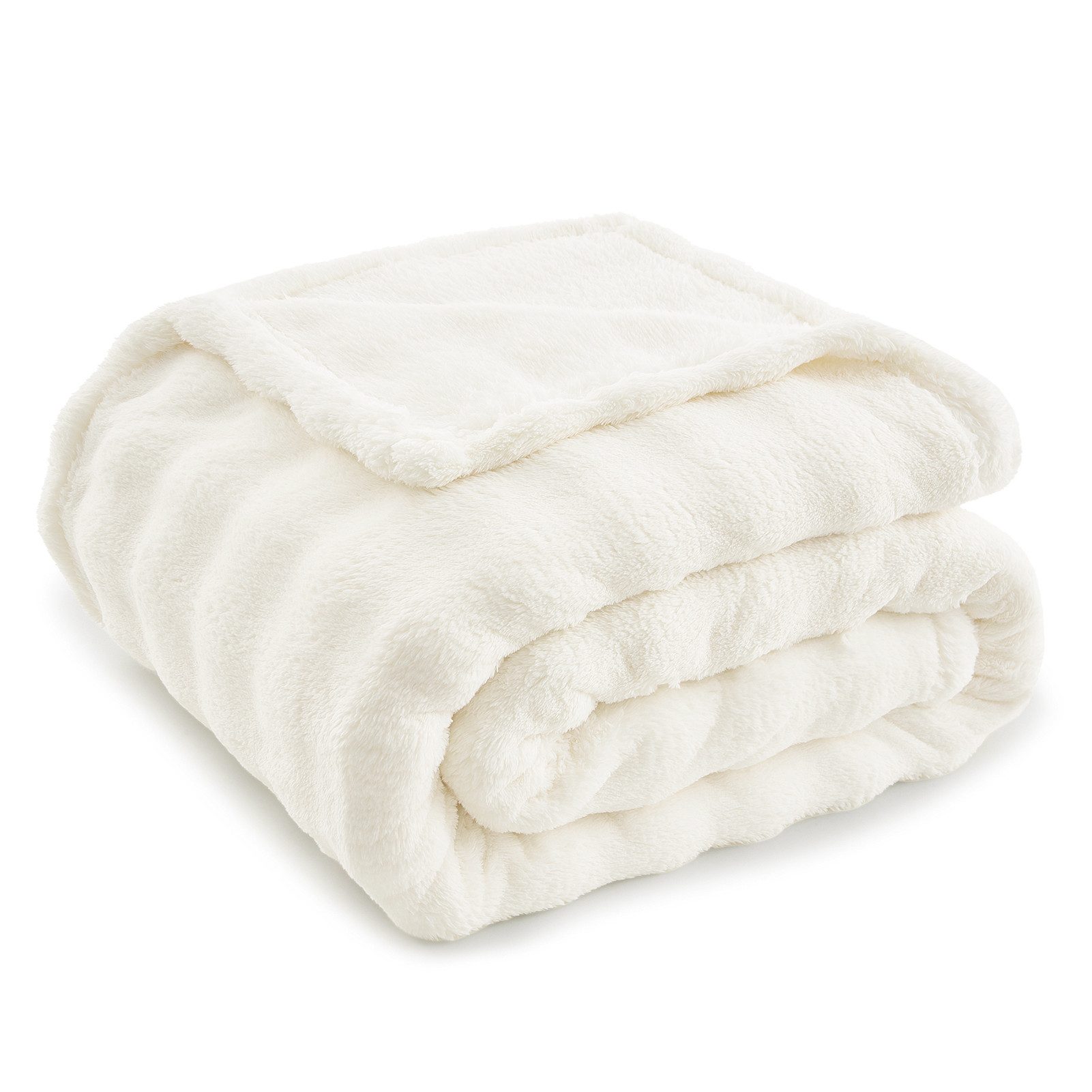 Wohndecke Kuscheldecke 150x200 weiß, Fleecedecke weich, günstig online kaufen