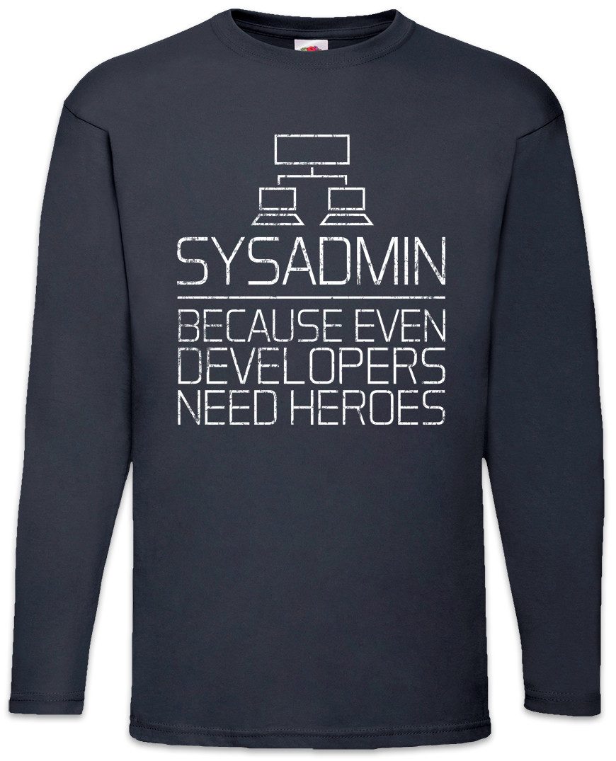 Langarmshirt Sysadmin Even Developers Need Heroes Langarm T-Shirt Gamer Nerd Geek
