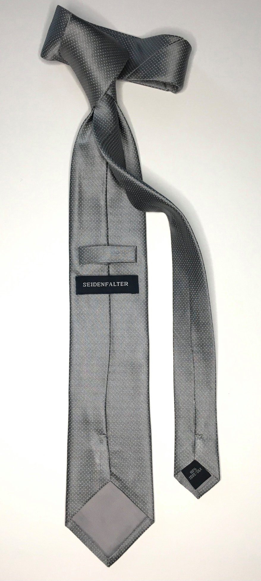 Seidenfalter Design Seidenfalter Krawatte 6cm Picoté im Grau Krawatte Seidenfalter edlen Picoté Krawatte