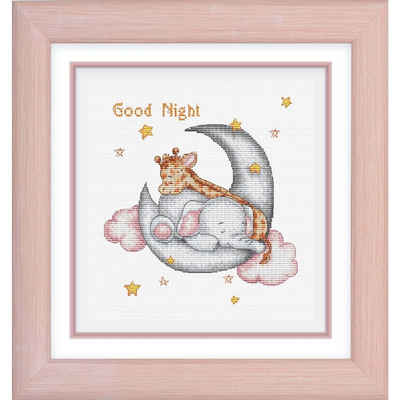 Luca-S Kreativset Luca-S Kreuzstich Set mit Rahmen "Gute Nacht", Zählmuster, 29x30cm, (embroidery kit by Marussia)