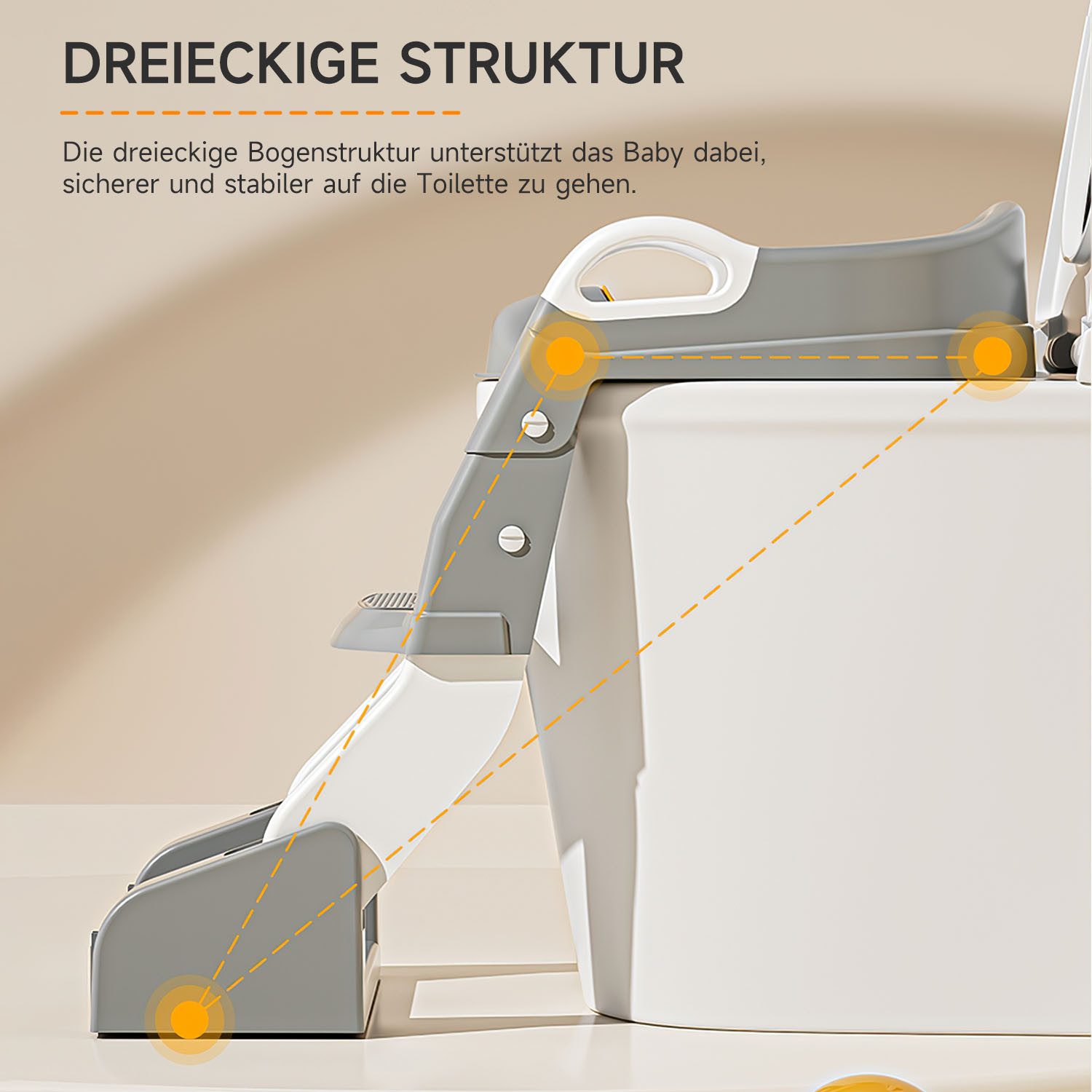 AIMAX Baby-Toilettensitz Kinder mit Treppe Toilettentrainer für Kinder, WC Sitz mit PU Gepolsterter Höhenverstellbar und Faltbar