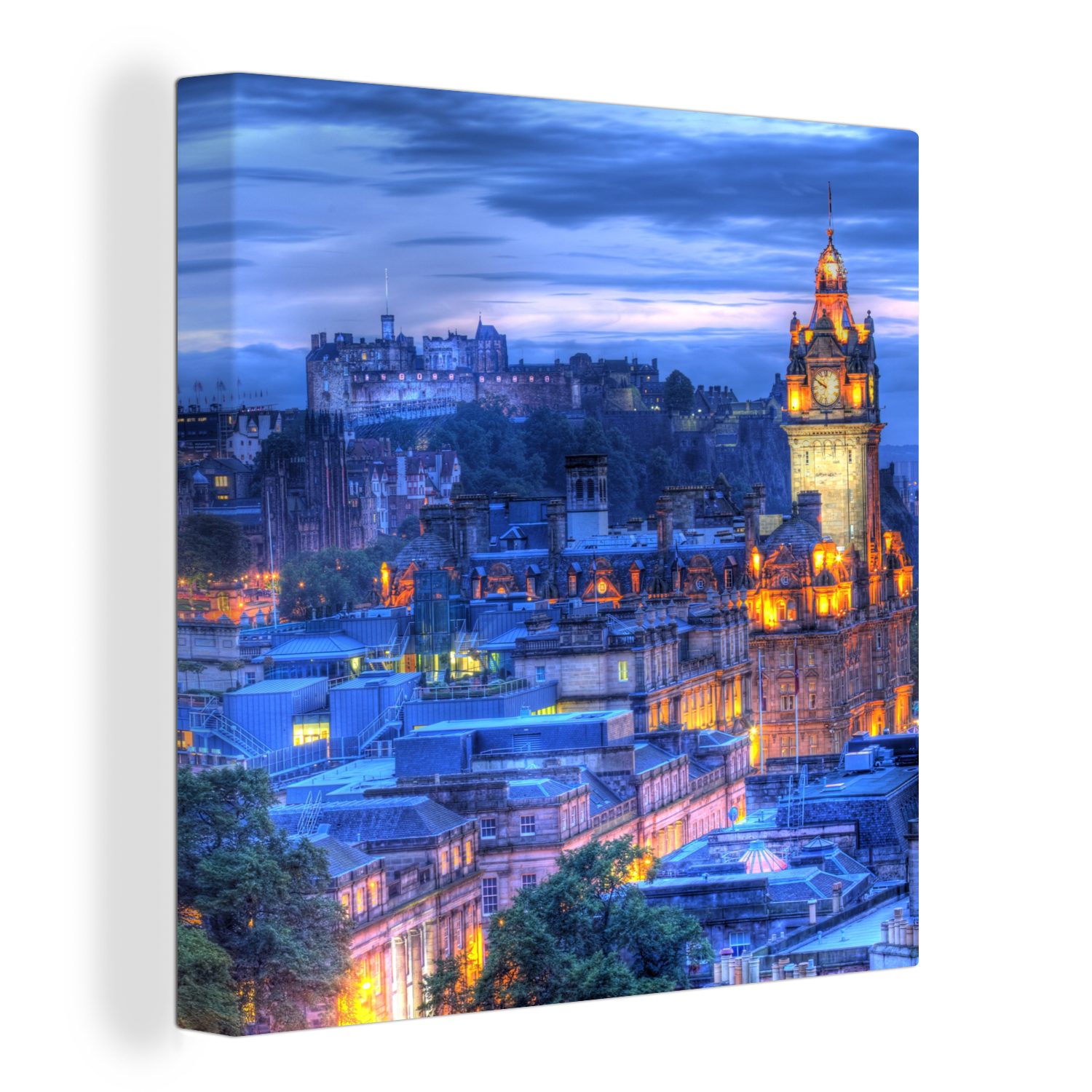 - - OneMillionCanvasses® (1 Leinwandbild Wohnzimmer Nacht Leinwand Schloss Edinburgh, - Licht St), Schlafzimmer Bilder für