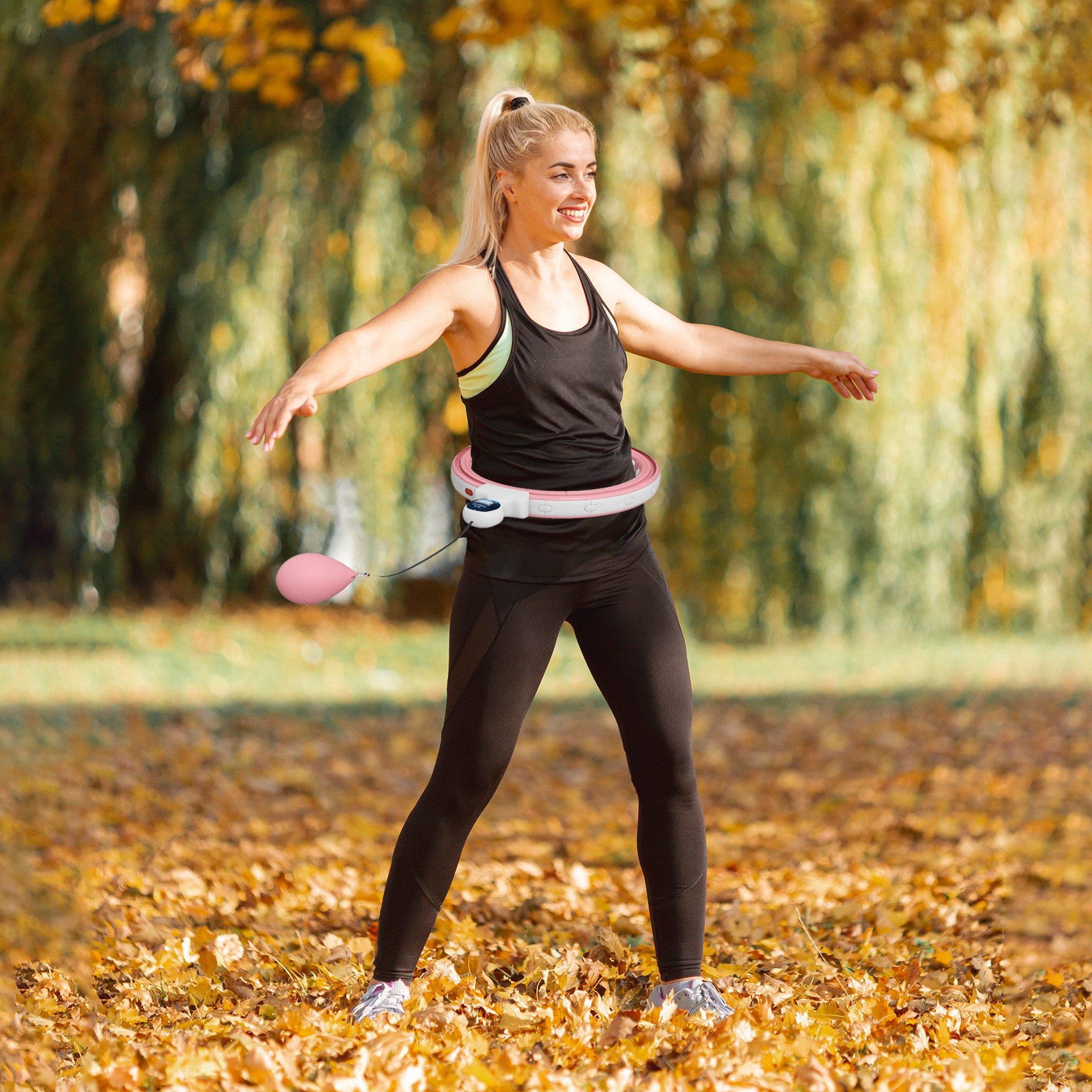 SPORTNOW Hula-Hoop-Reifen Erwachsene mit Gewicht Kugel Zähler 16 Knoten Smart Infinity (einstellbar Fitness leise Abnehmen Ausrüstung, 1-tlg., Fitnessgerät), für Gewichtsverlust, Fitness Rosa