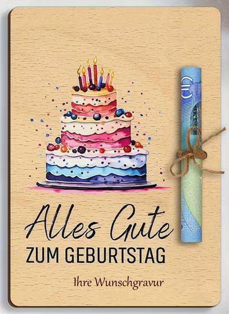 Trollingshop Geburtstagskarte mit persönlicher Namensgravur, Alles Gute zum Geburtstag, Geburtstagskarte mit Ihrer Wunschgravur