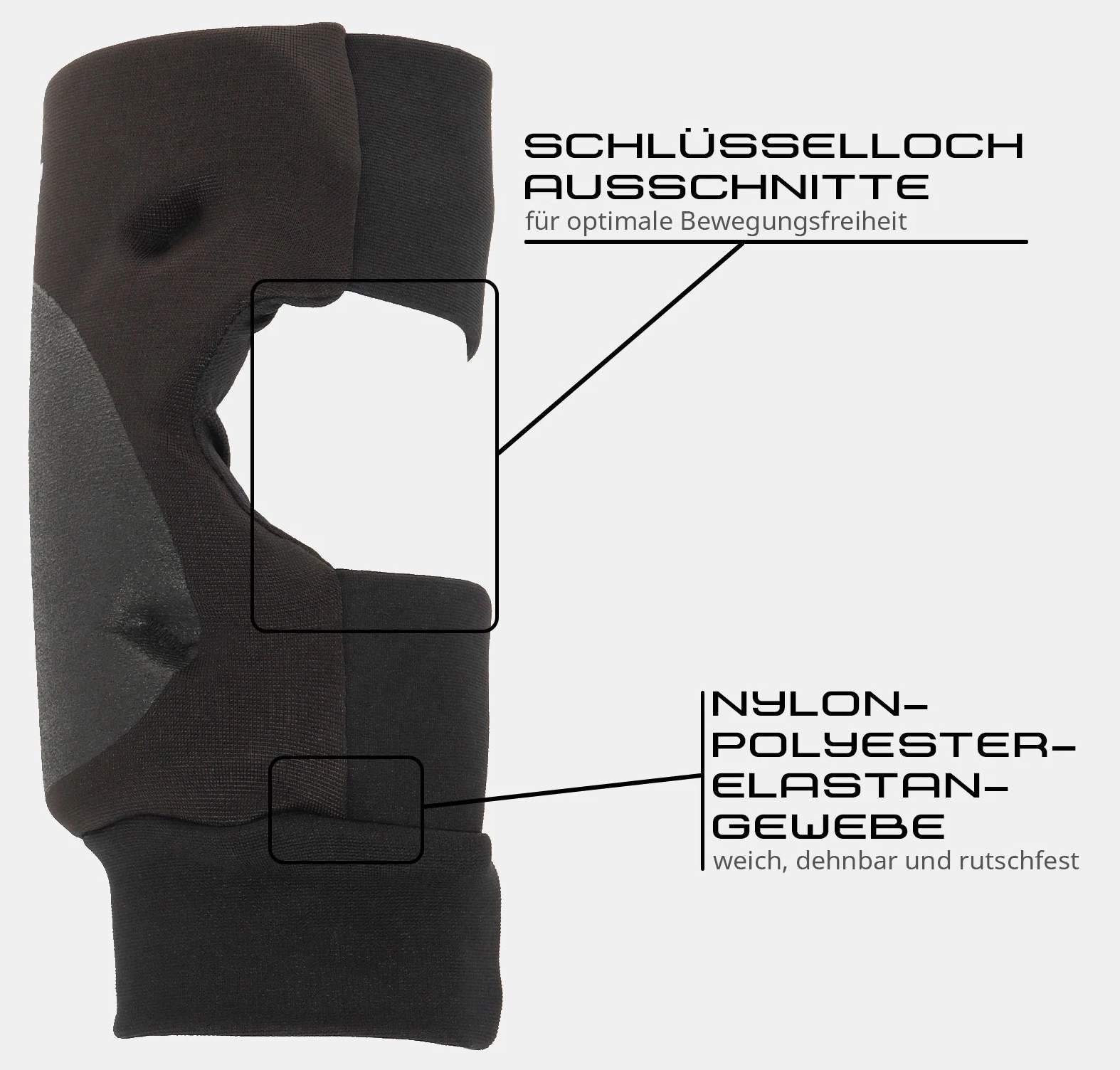 BAY-Sports Knieprotektor Trace Knieschützer Knieschutz Knieschoner Kampfsport MMA Muay Thai (Paar), Teflonbeschichtung, Schlüsselloch Ausschnitte, Hohe Schutzfunktion