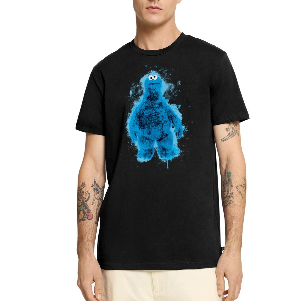 T-Shirt Sesamstraße Krümelmonster Farbspritzer Männer Premium T-Shirt
