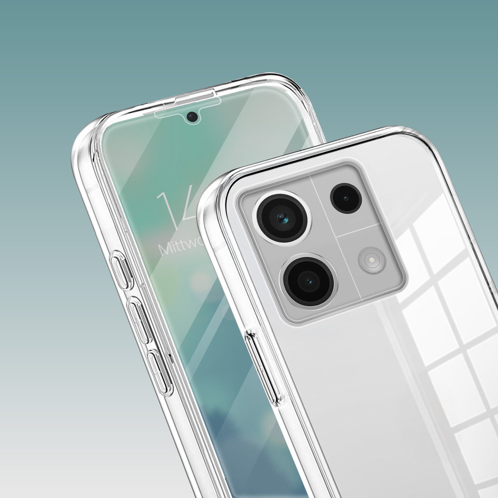 Tec-Expert Handyhülle 360 Grad Hülle für Xiaomi Redmi Note 13 5G 6.67 Zoll, 6.67", Rundum Schutz Cover Case Hülle Transparent