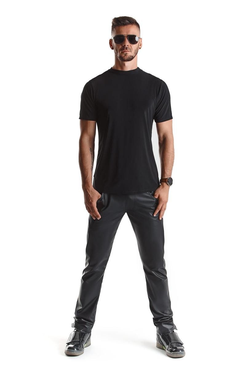 Regnes Fetish Planet T-Shirt Herren T-Shirt schwarz mit dekorativem 2-Wege-Reißverschluss auf der R